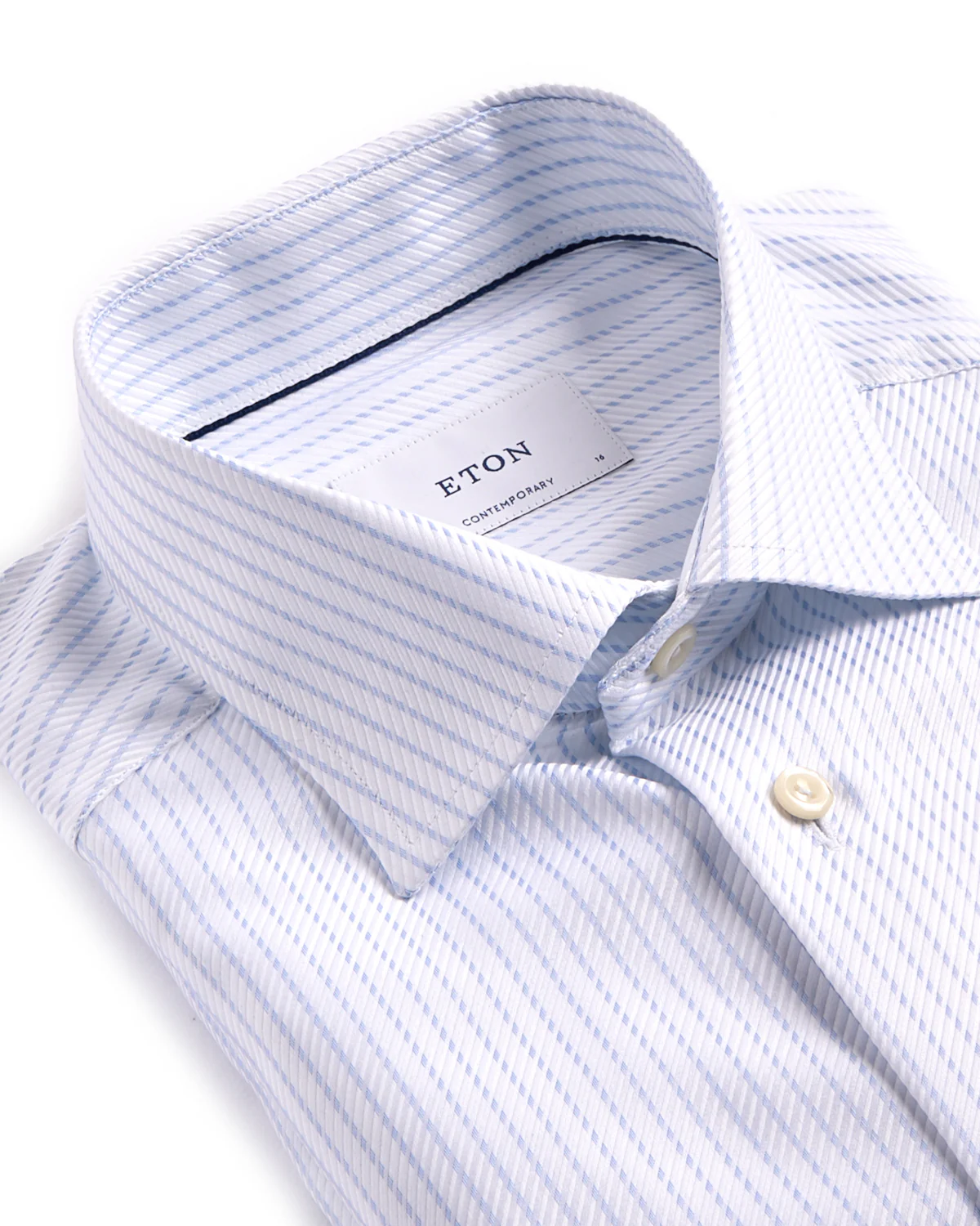 Striped King Twill Shirt Cut Away Collar Contemporary Fit - Image 2