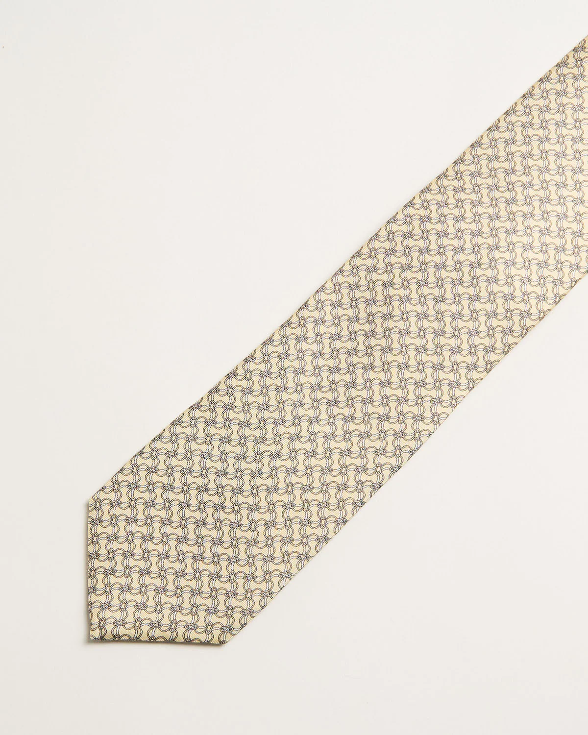 Yellow Geometric Print Silk Tie - Image 2