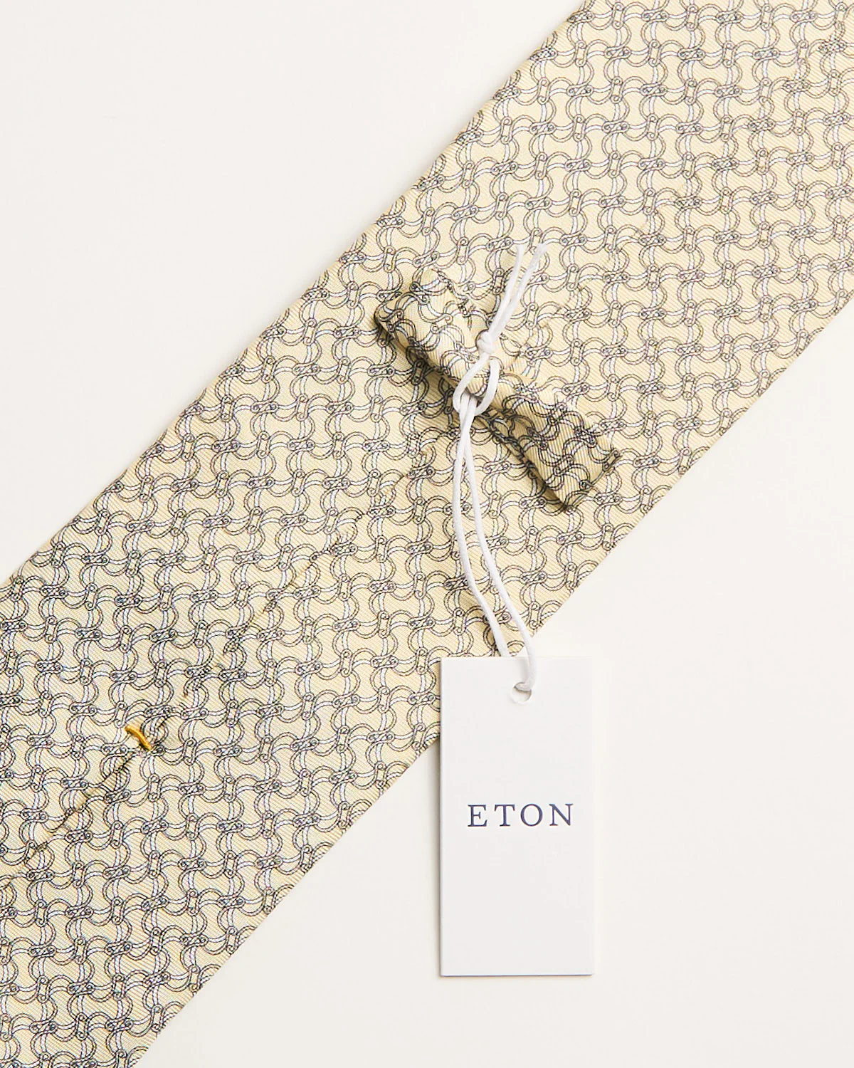 Yellow Geometric Print Silk Tie - Image 3
