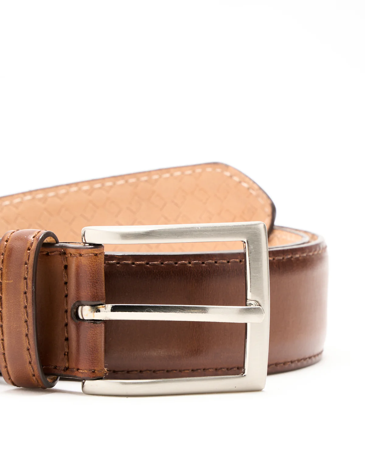 Feather Edge Cognac Leather Dress Belt - Image 2