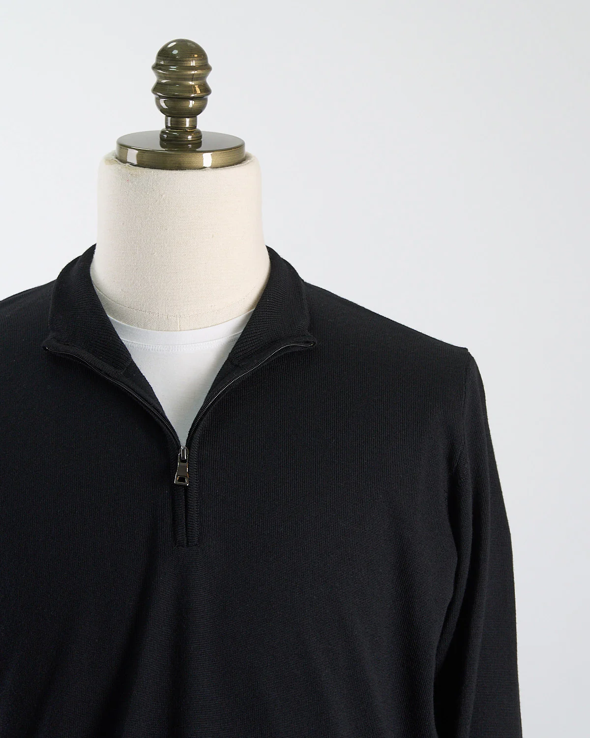 Black 12 Gauge Quarter Zip Wool Sweater - Image 3