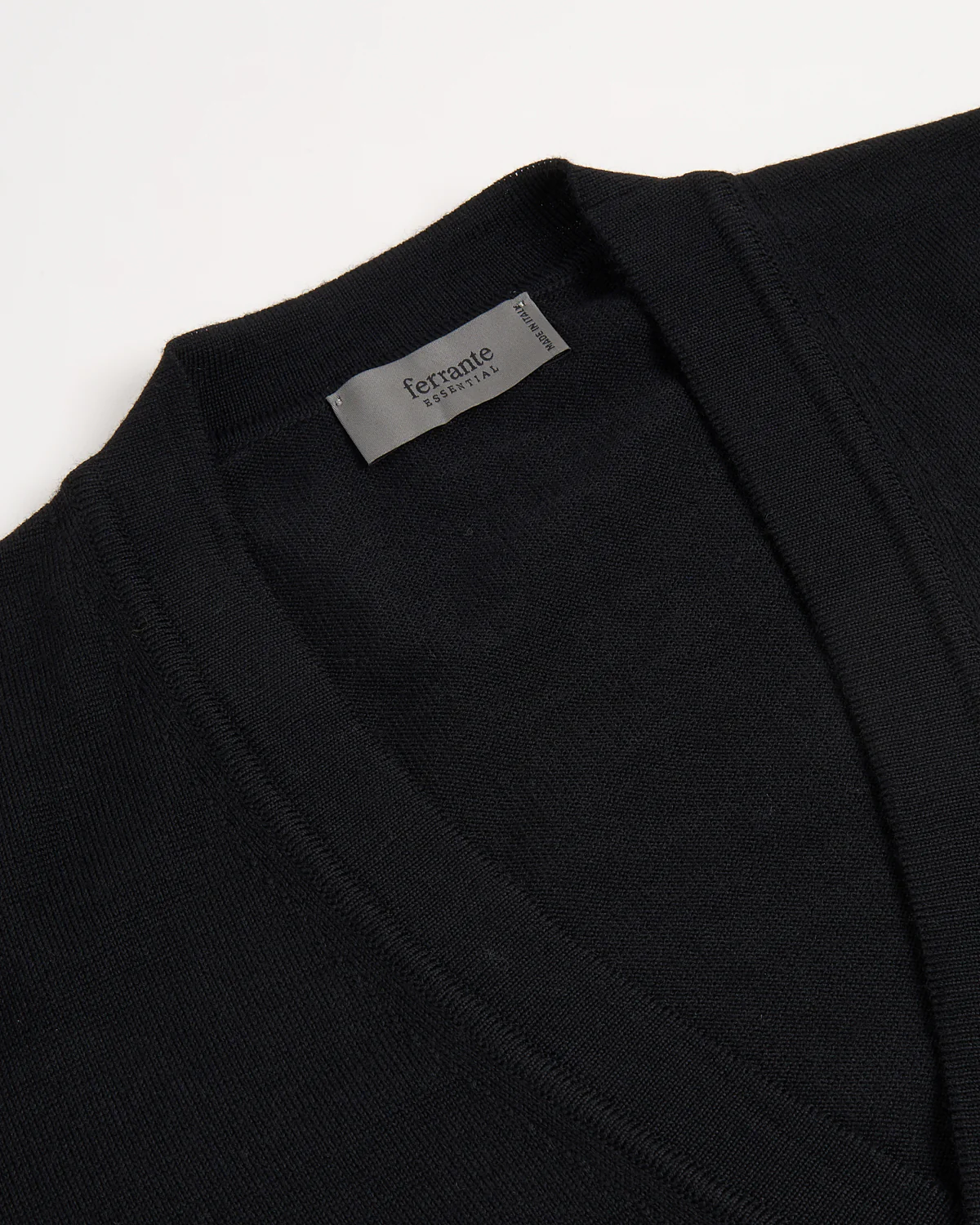 Black Extrafine Merino Wool 12 Gauge Button Cardigan - Image 2