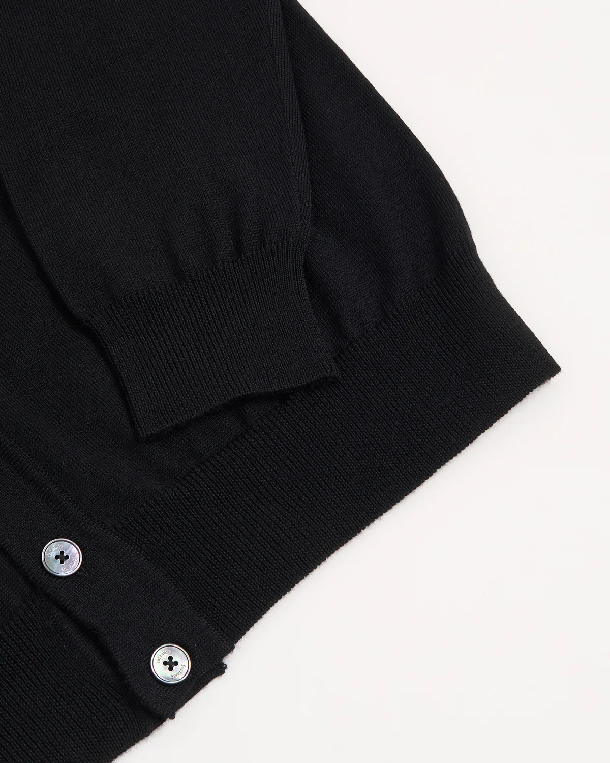 Black Extrafine Merino Wool 12 Gauge Button Cardigan - Image 4
