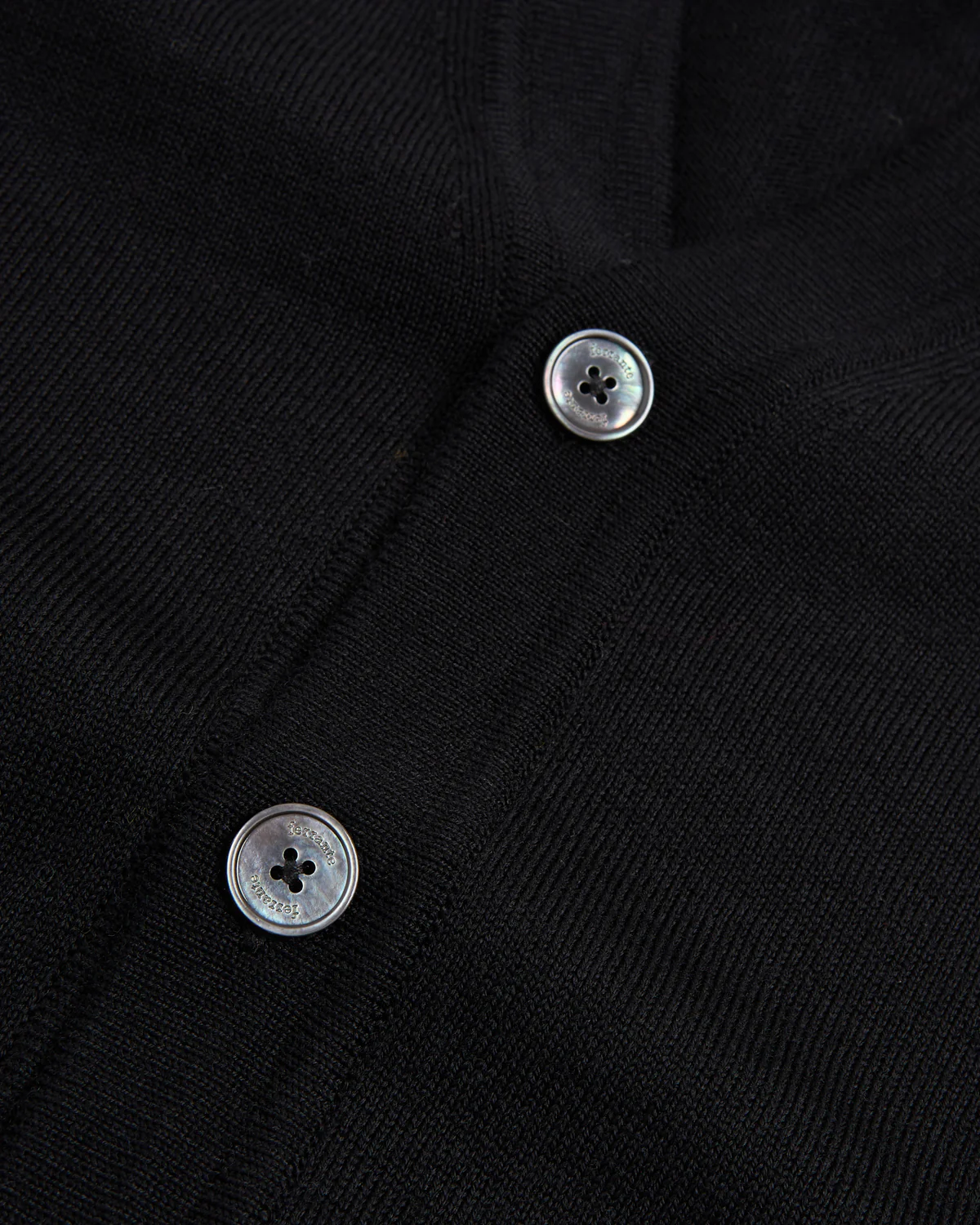 Black Extrafine Merino Wool 12 Gauge Button Cardigan - Image 5