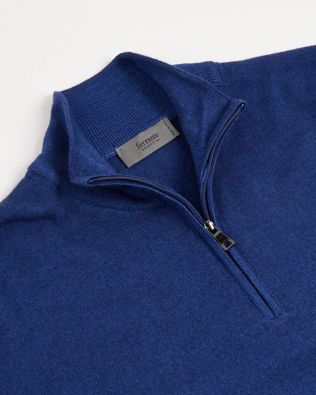 Blue 12 Gauge Quarter Zip Frosted Garment Dyed Wool Sweater - Image 2