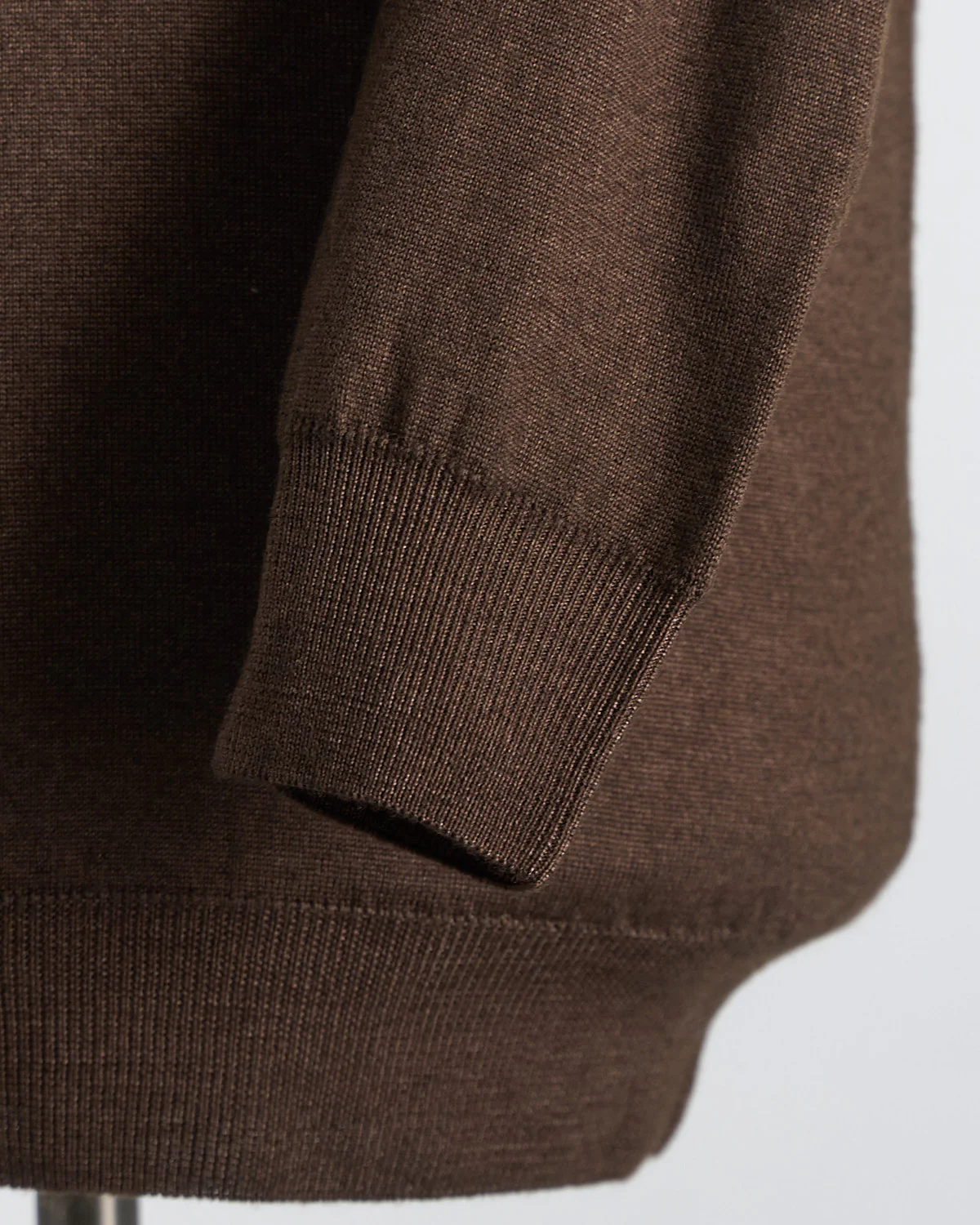 Chocolate 12 Gauge Quarter Zip Frosted Garment Dyed Wool Sweater - Image 5