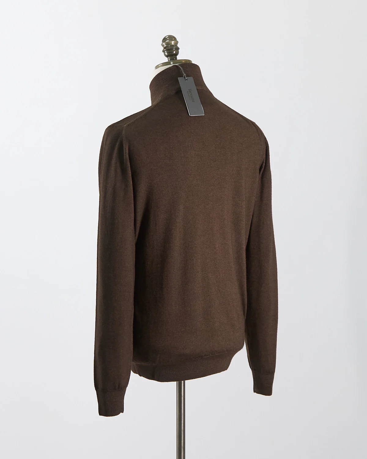 Chocolate 12 Gauge Quarter Zip Frosted Garment Dyed Wool Sweater - Image 7