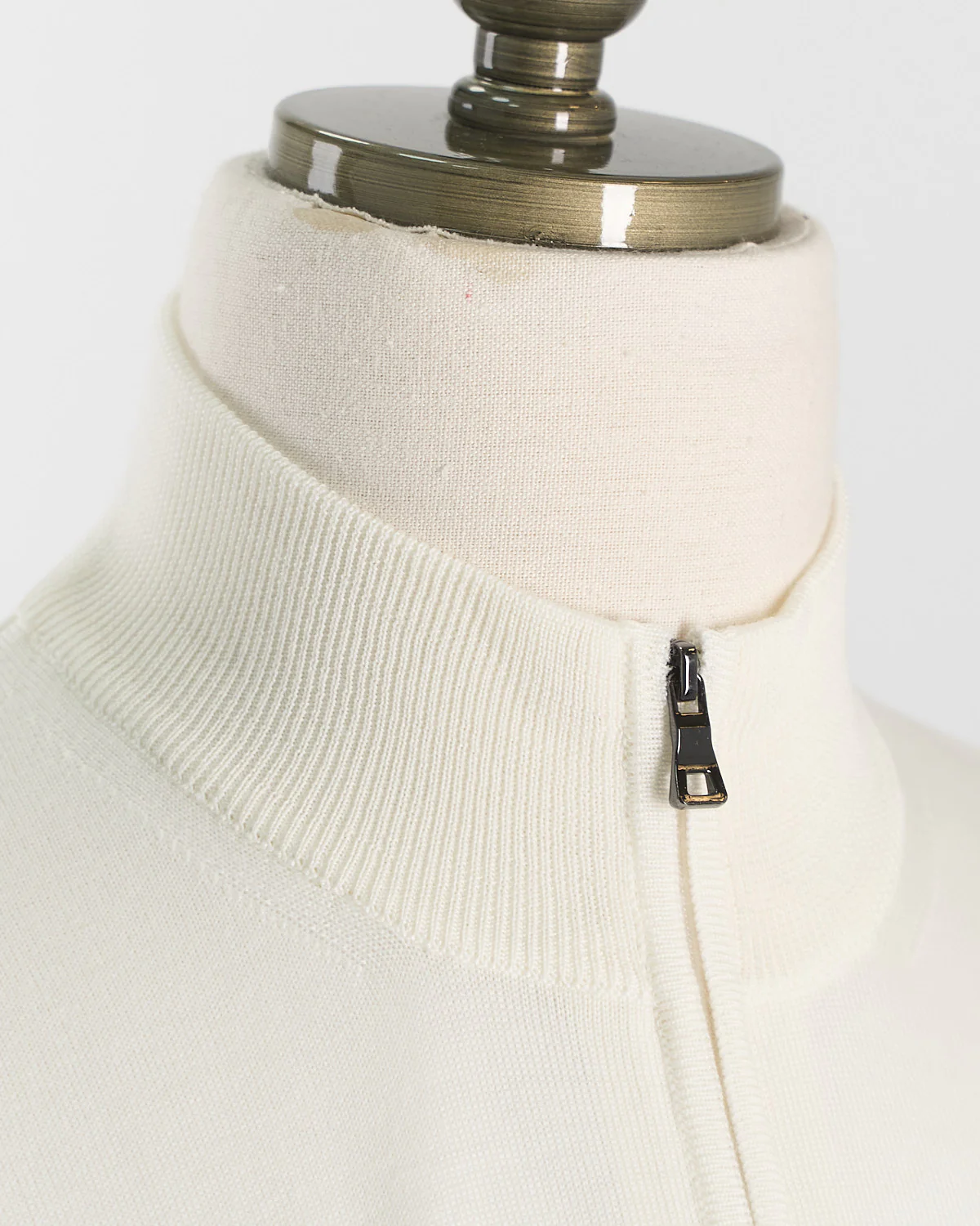 Ivory 12 Gauge Quarter Zip Wool Sweater - Image 2