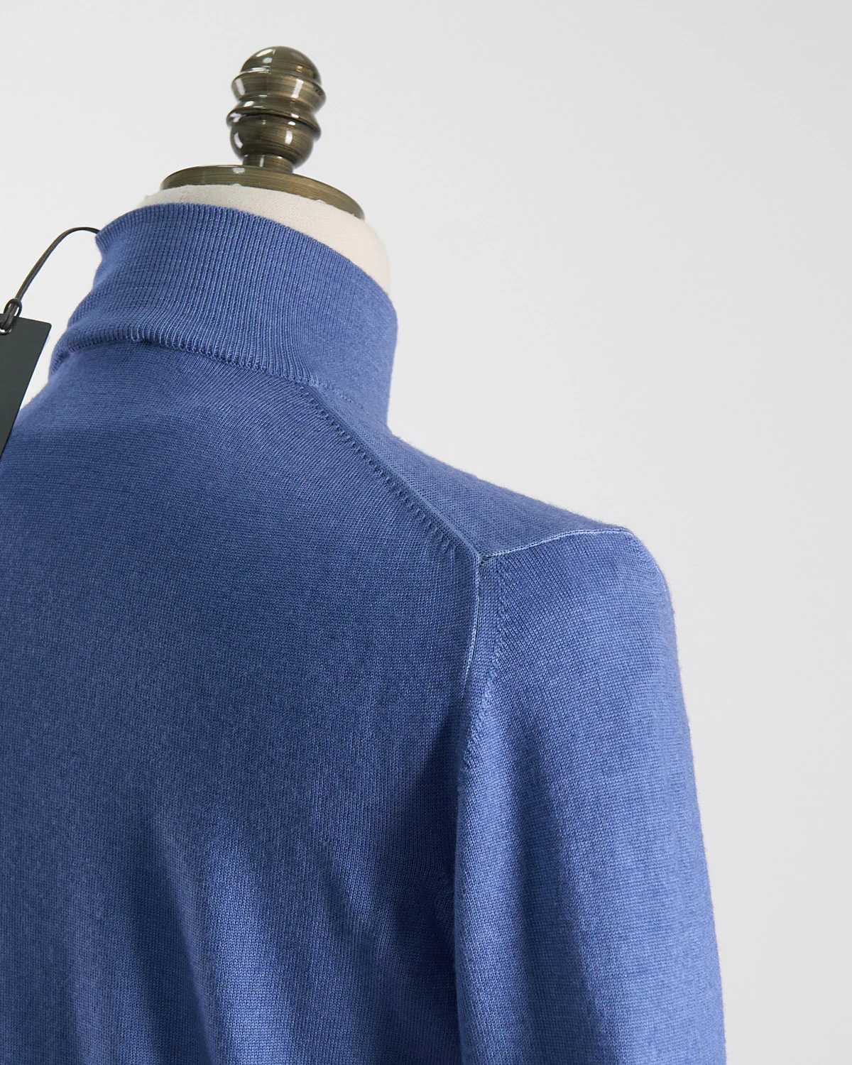 Light Blue 12 Gauge Quarter Zip Frosted Garment Dyed Wool Sweater - Image 6