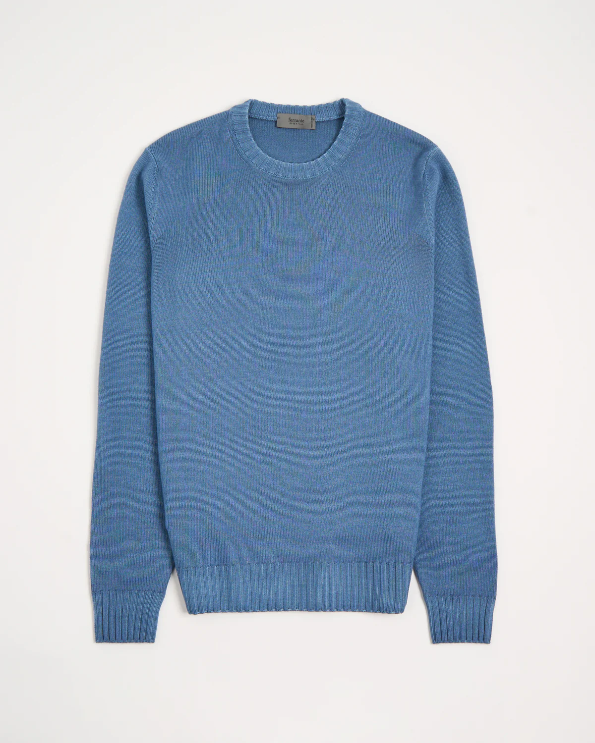 Light Blue 7 Gauge Frosted Garment Dyed Wool Crewneck
