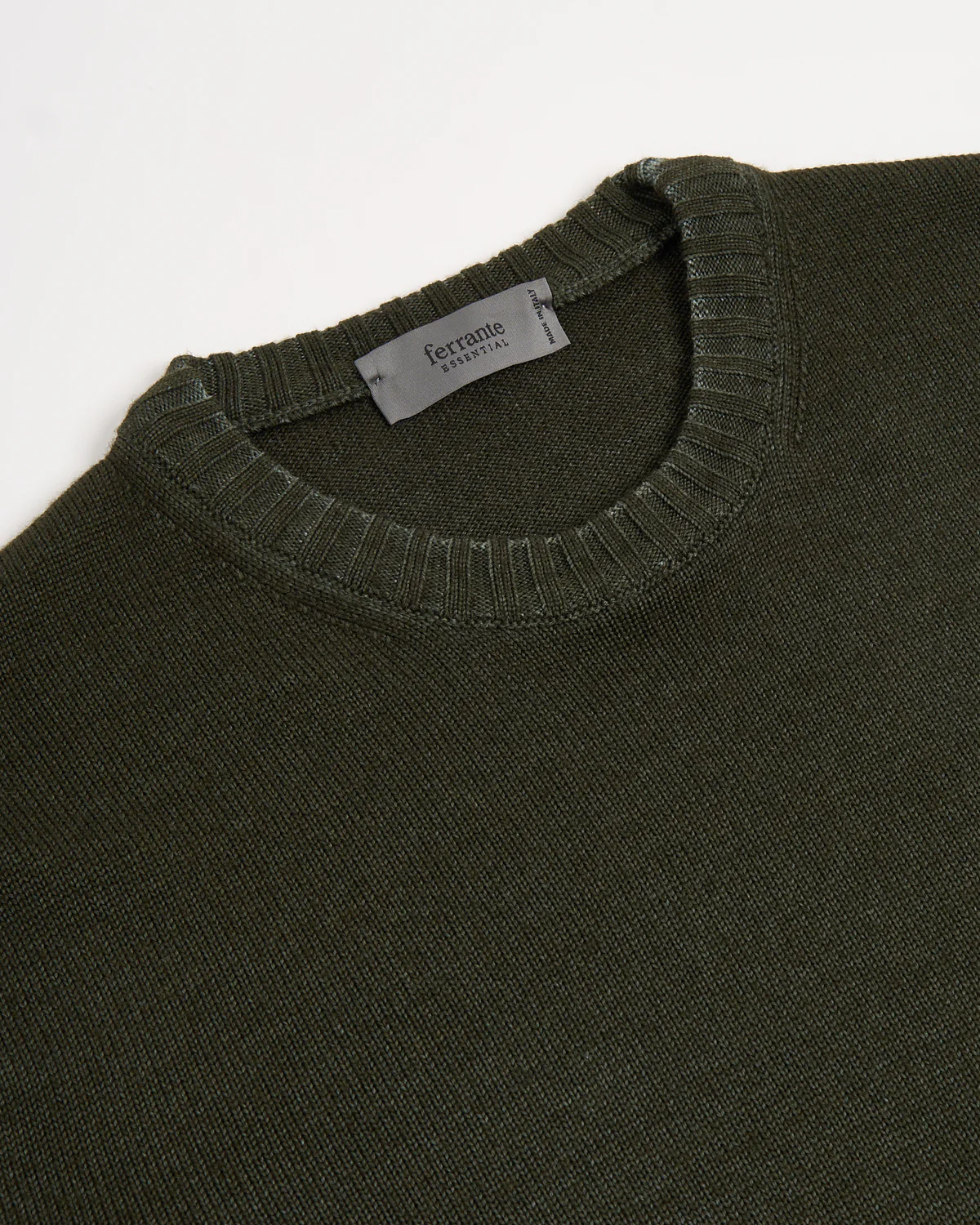 Moss Green 7 Gauge Frosted Garment Dyed Wool Crewneck - Image 2