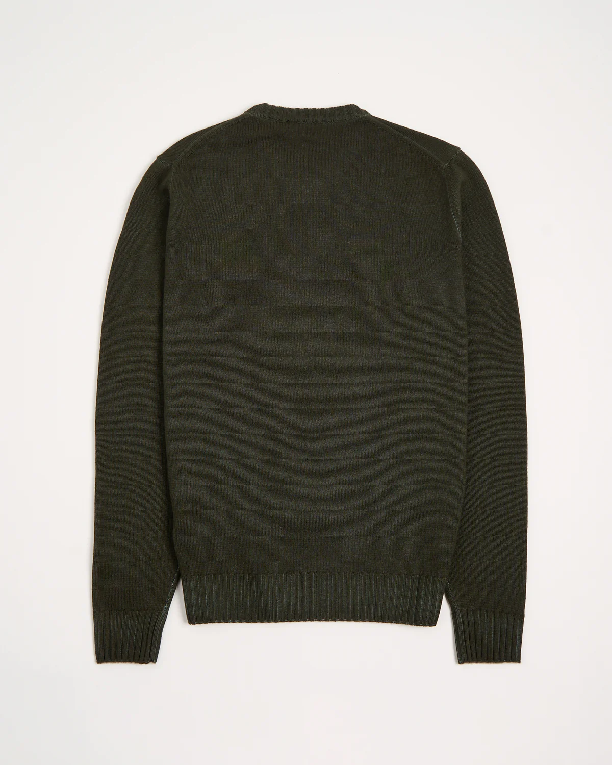 Moss Green 7 Gauge Frosted Garment Dyed Wool Crewneck - Image 3