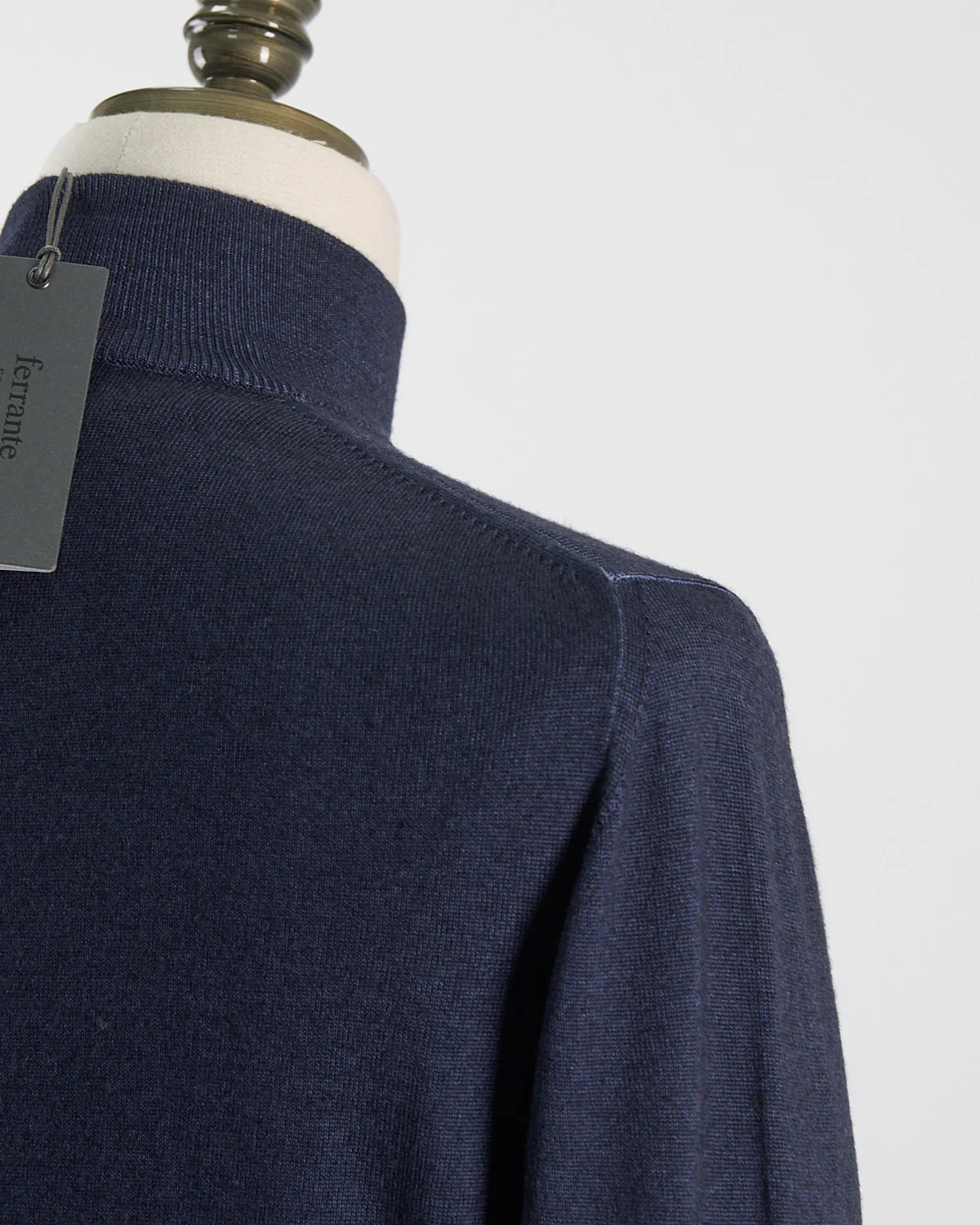Navy 12 Gauge Quarter Zip Frosted Garment Dyed Wool Sweater - Image 4
