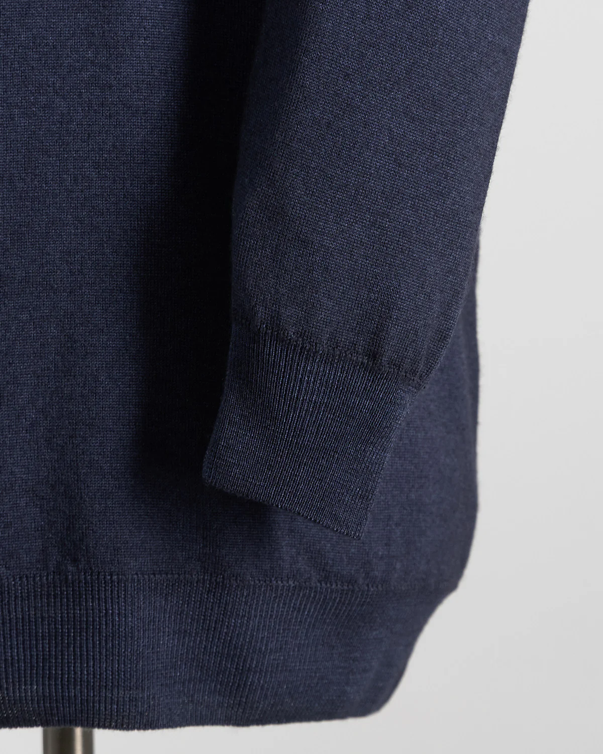 Navy 12 Gauge Quarter Zip Frosted Garment Dyed Wool Sweater - Image 5
