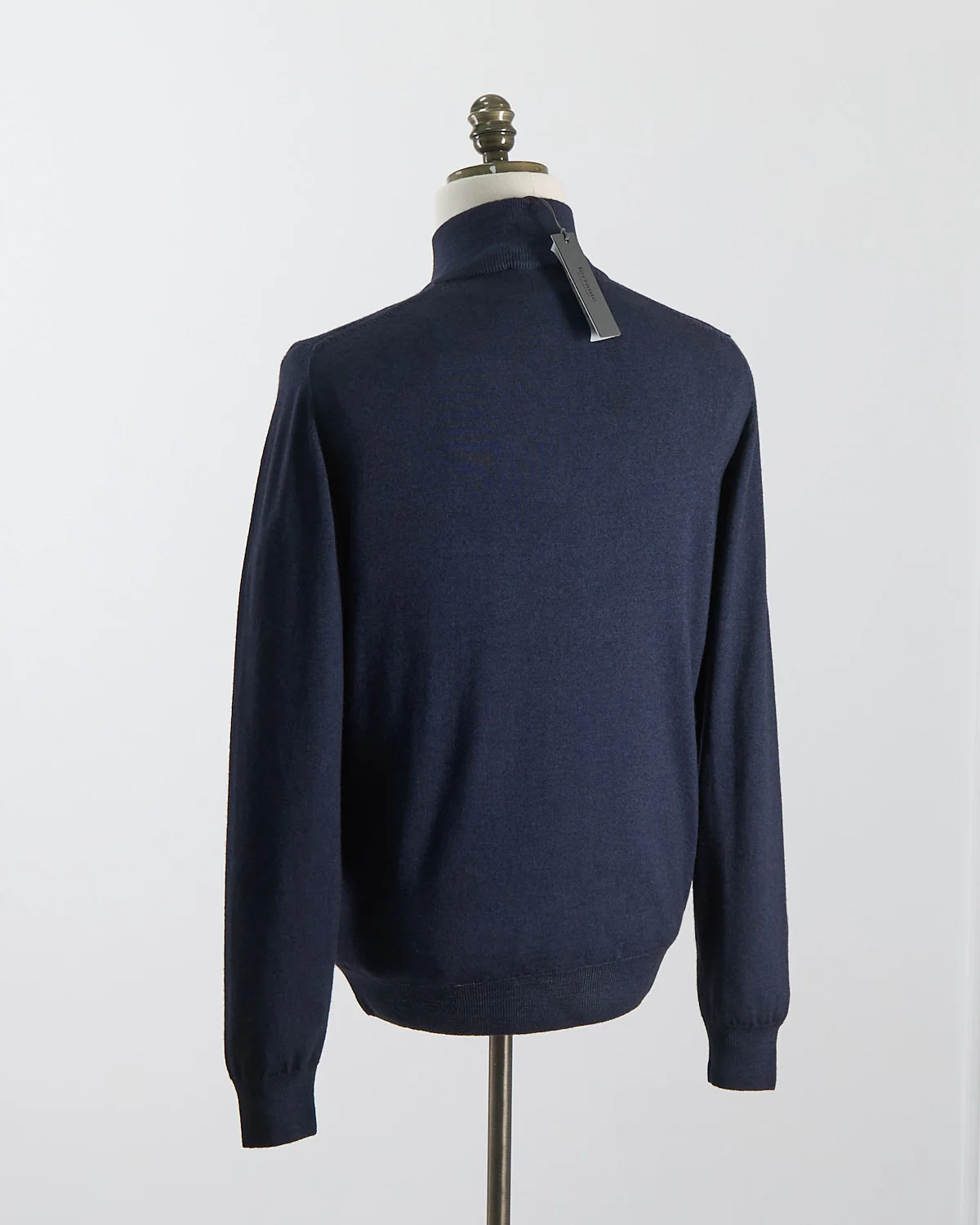 Navy 12 Gauge Quarter Zip Frosted Garment Dyed Wool Sweater - Image 7