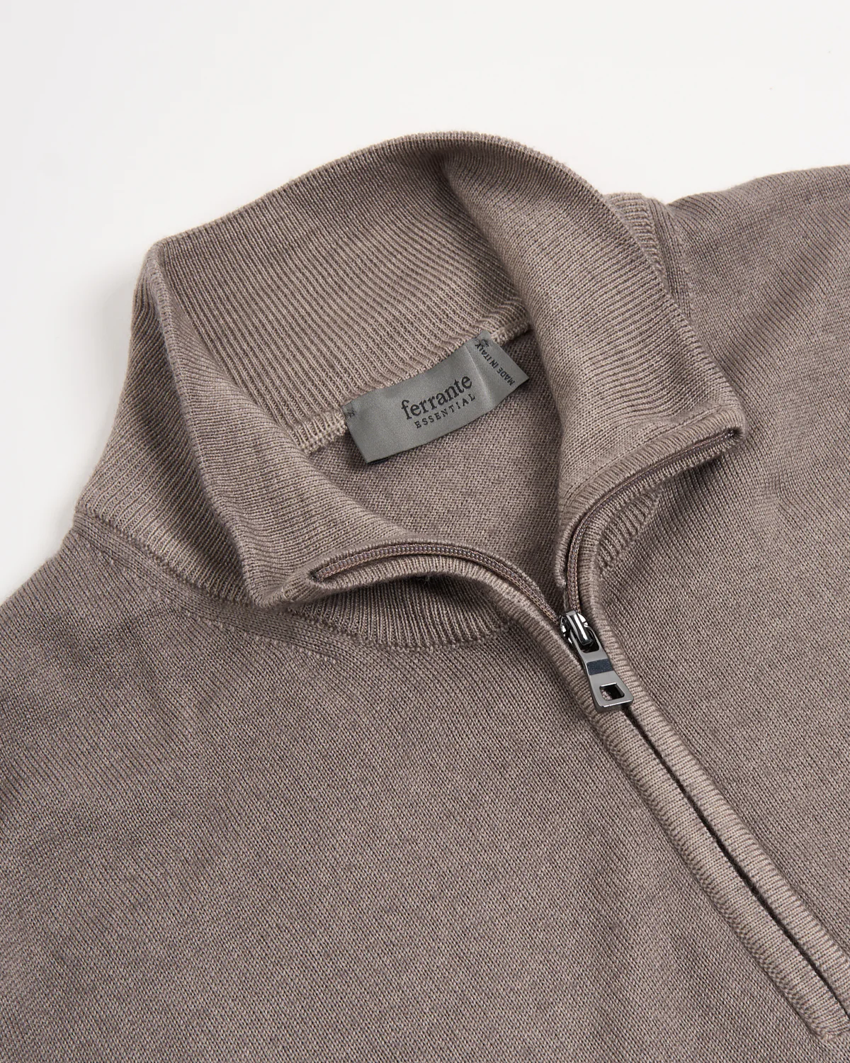 Oatmeal 12 Gauge Quarter Zip Frosted Garment Dyed Wool Sweater - Image 2