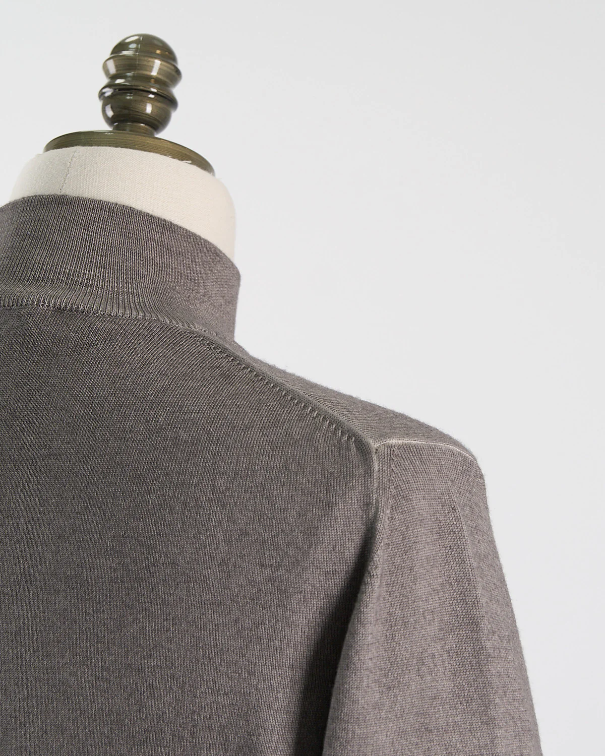 Taupe 12 Gauge Quarter Zip Frosted Garment Dyed Wool Sweater - Image 4