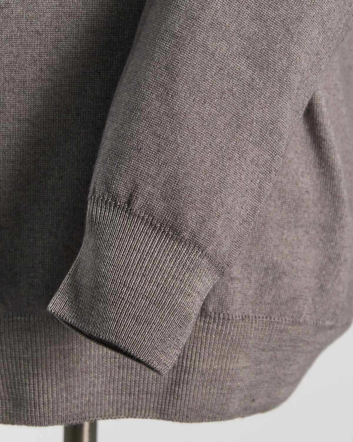 Taupe 12 Gauge Quarter Zip Frosted Garment Dyed Wool Sweater - Image 5