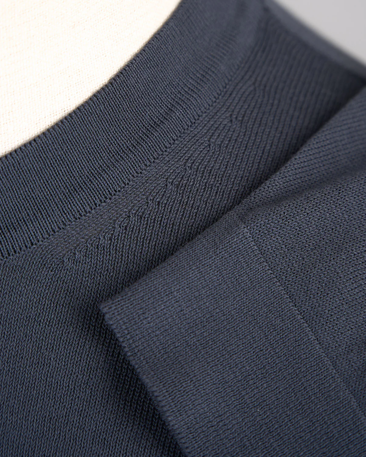 Dark Grey Straight Bottom Fine Knit Long Sleeve Crewneck - Image 2