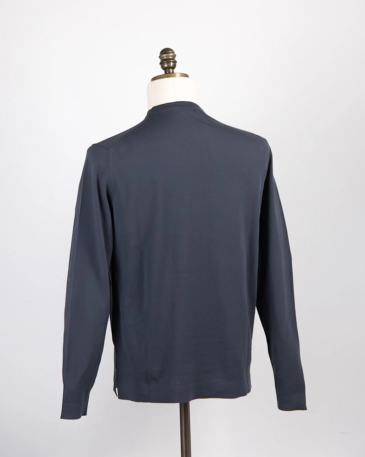 Dark Grey Straight Bottom Fine Knit Long Sleeve Crewneck - Image 3