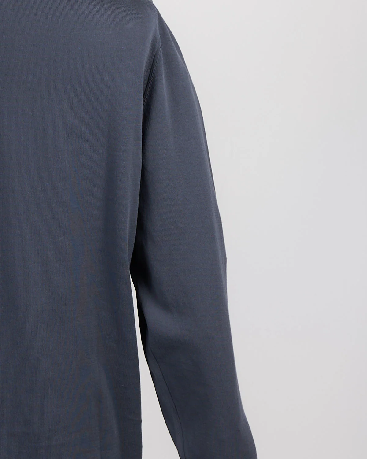Dark Grey Straight Bottom Fine Knit Long Sleeve Crewneck - Image 7