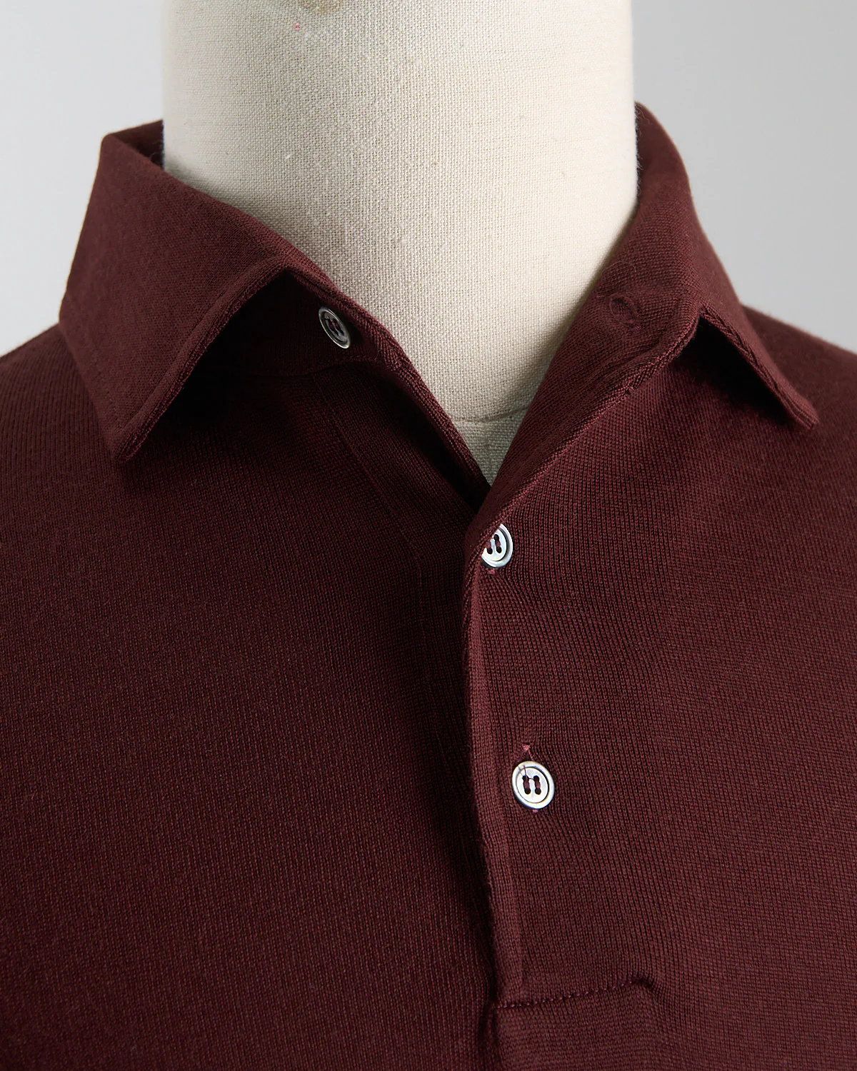 Elegant Stand-Up Collar Long Sleeve Fine Merino Polo - Image 3