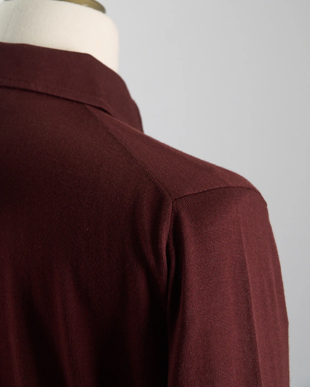 Elegant Stand-Up Collar Long Sleeve Fine Merino Polo - Image 5