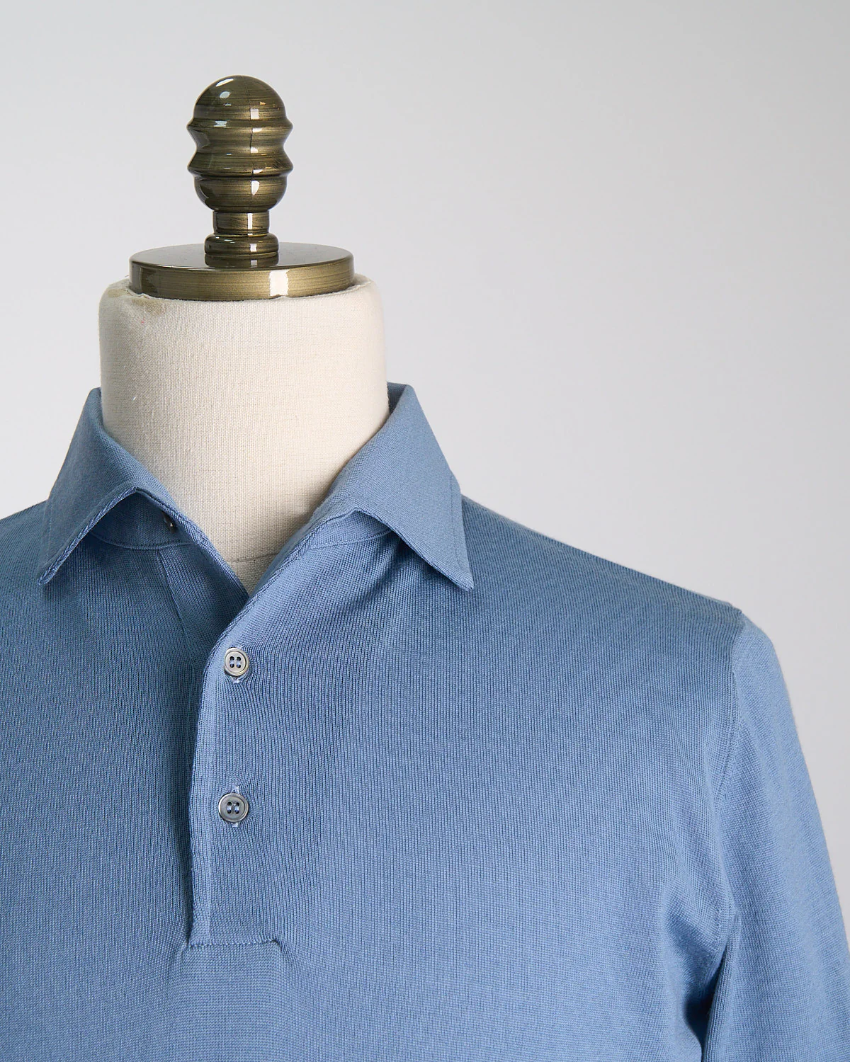 Elegant Stand-Up Collar Long Sleeve Fine Merino Polo - Image 2