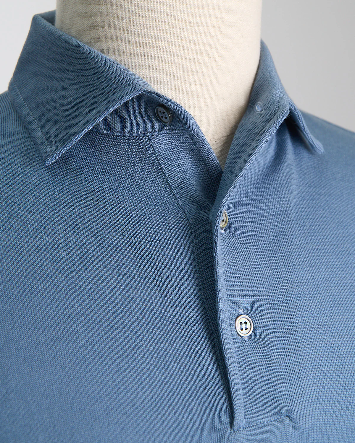 Elegant Stand-Up Collar Long Sleeve Fine Merino Polo - Image 3