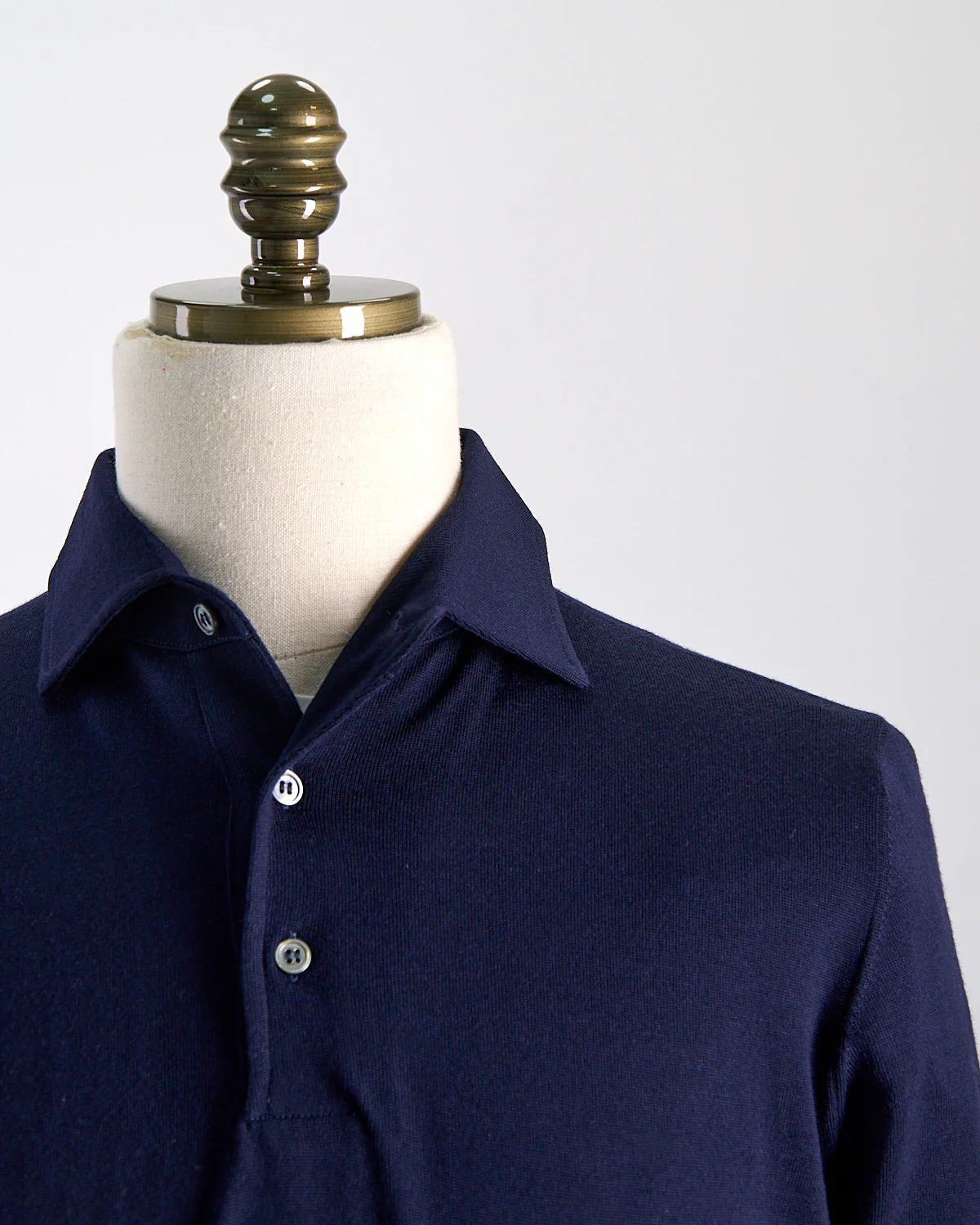 Elegant Stand-Up Collar Long Sleeve Fine Merino Polo - Image 2
