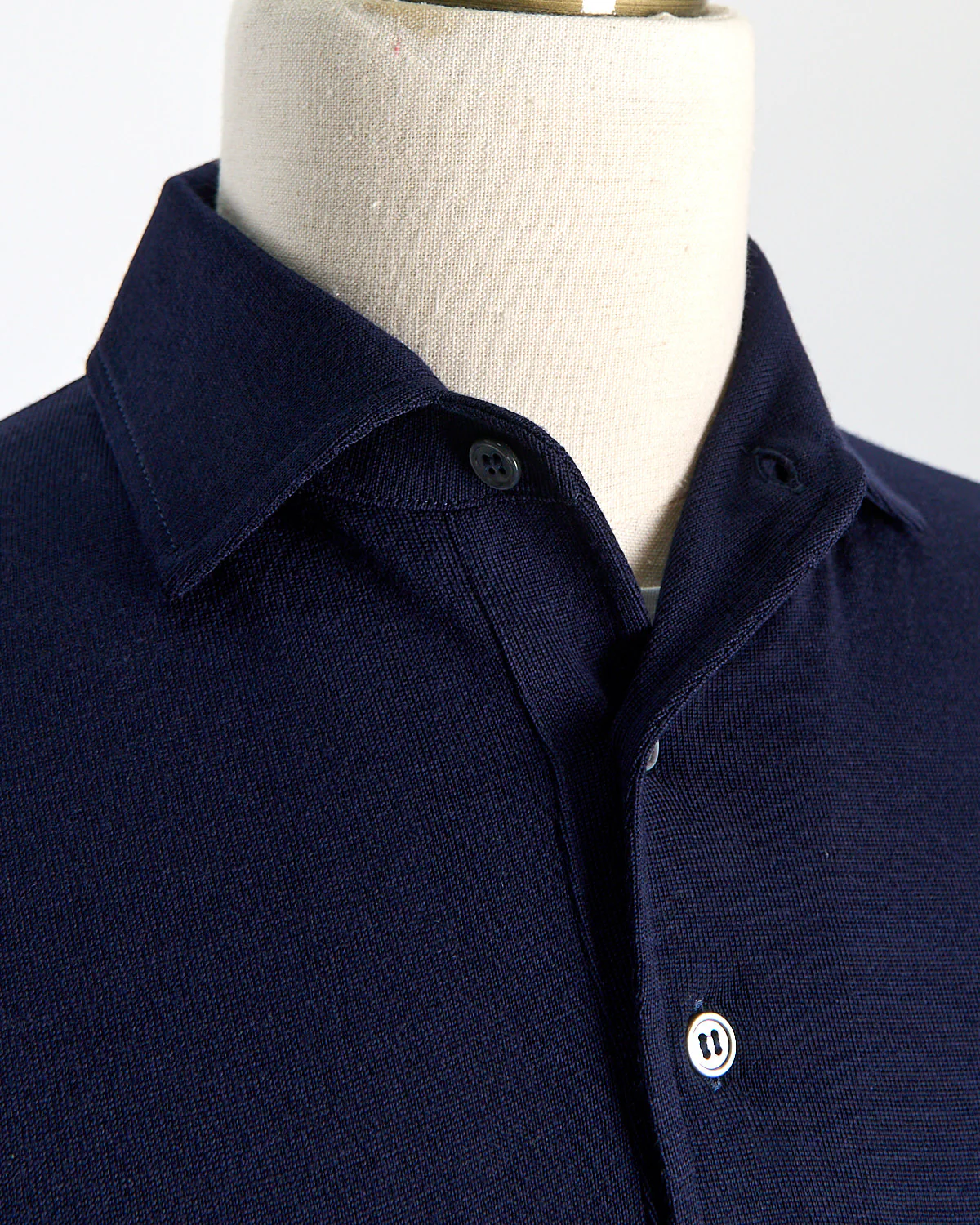 Elegant Stand-Up Collar Long Sleeve Fine Merino Polo - Image 3