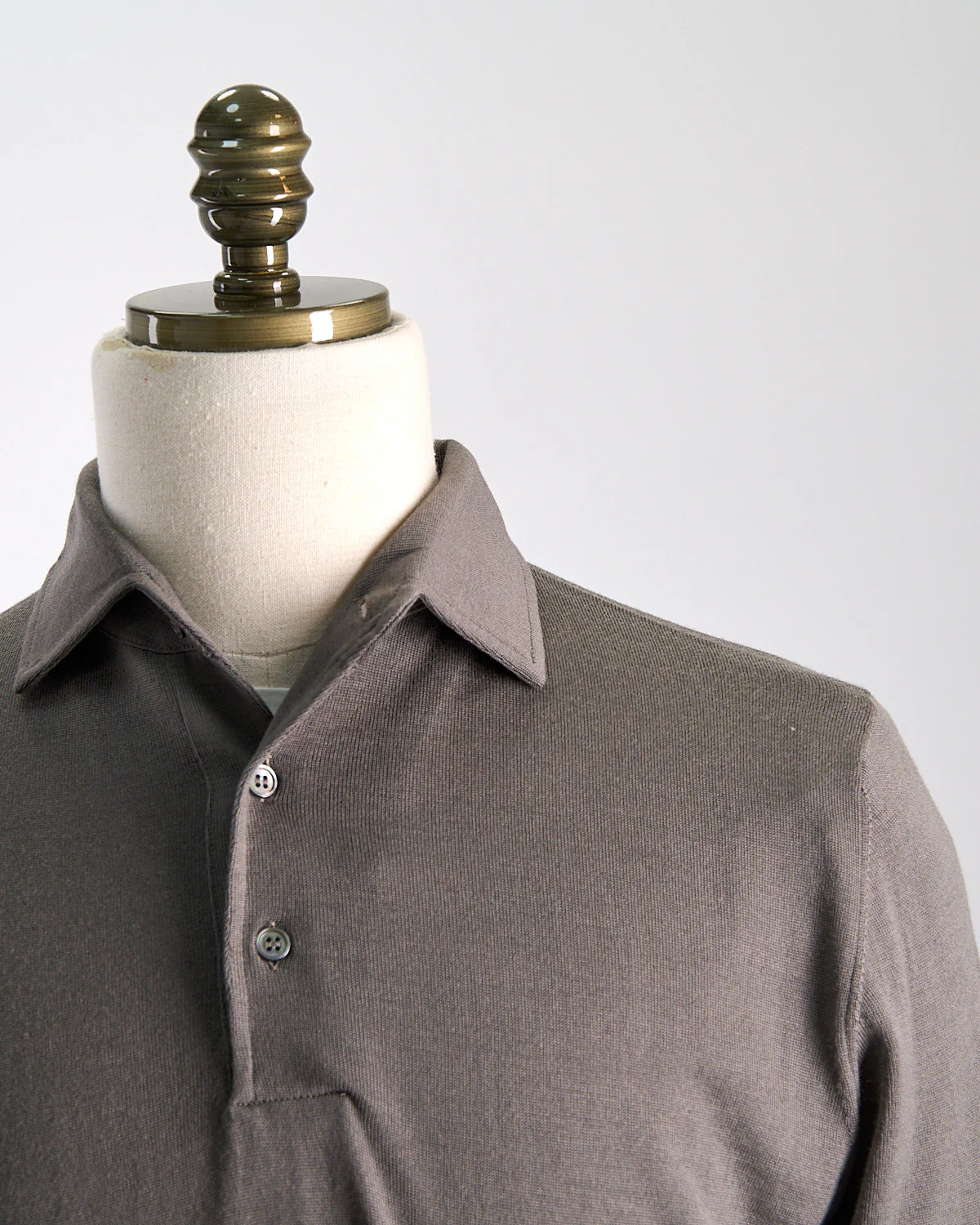 Elegant Stand-Up Collar Long Sleeve Fine Merino Polo - Image 3