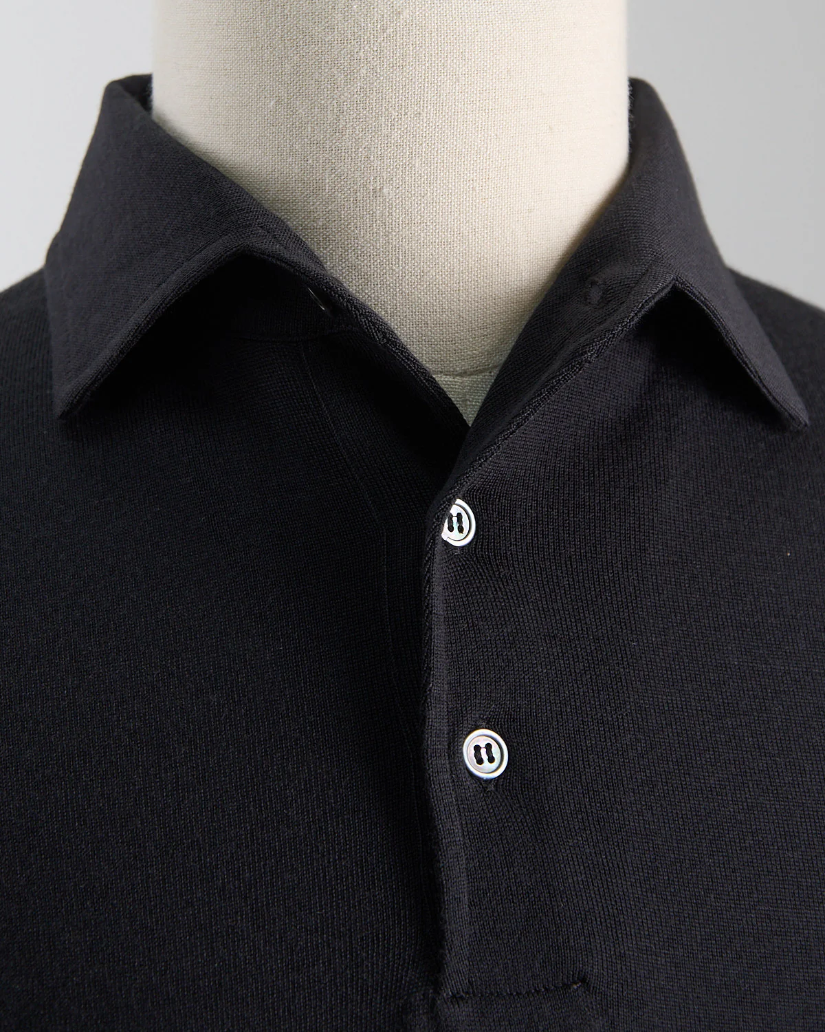 Elegant Stand-Up Collar Long Sleeve Fine Merino Polo - Image 3