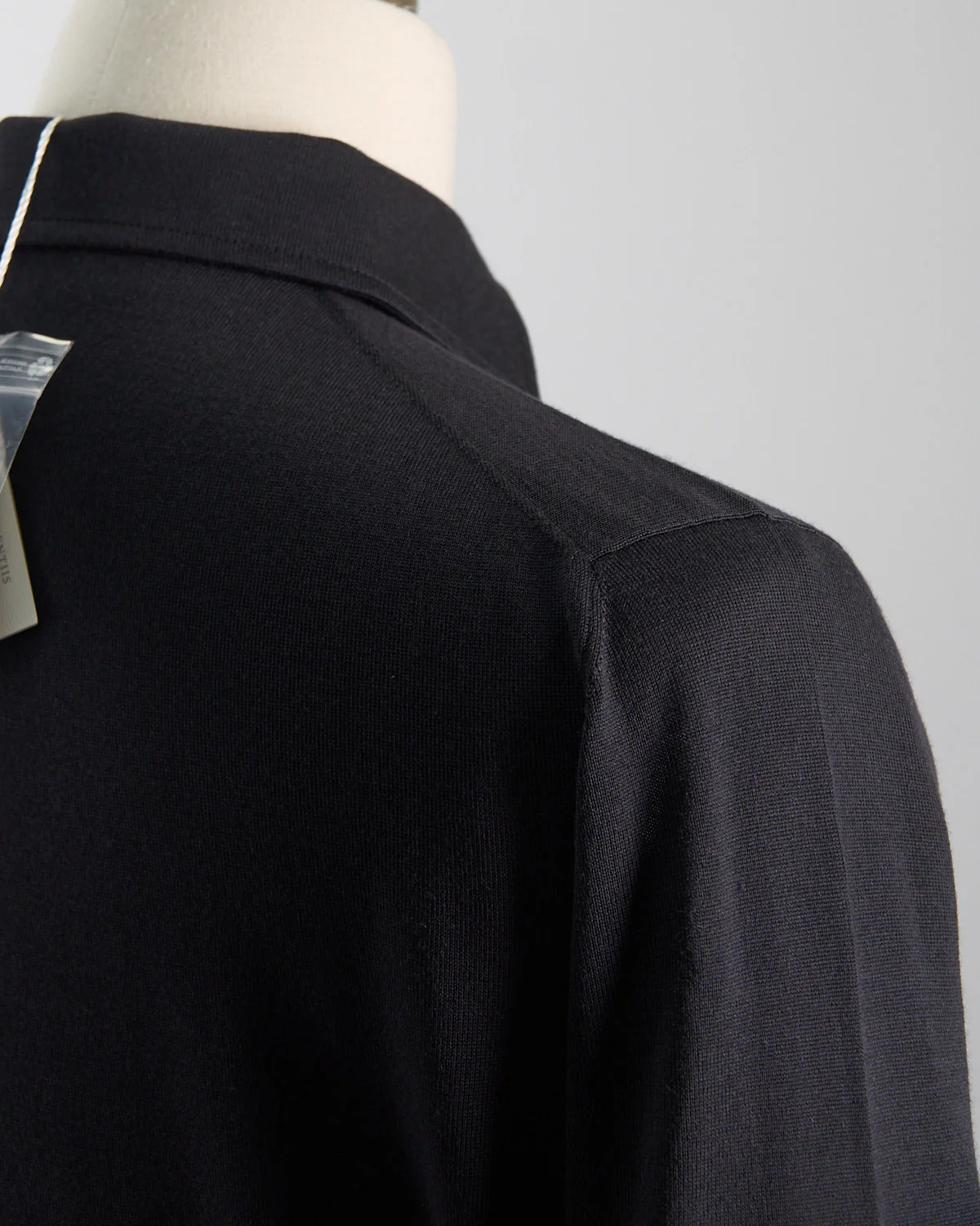 Elegant Stand-Up Collar Long Sleeve Fine Merino Polo - Image 5