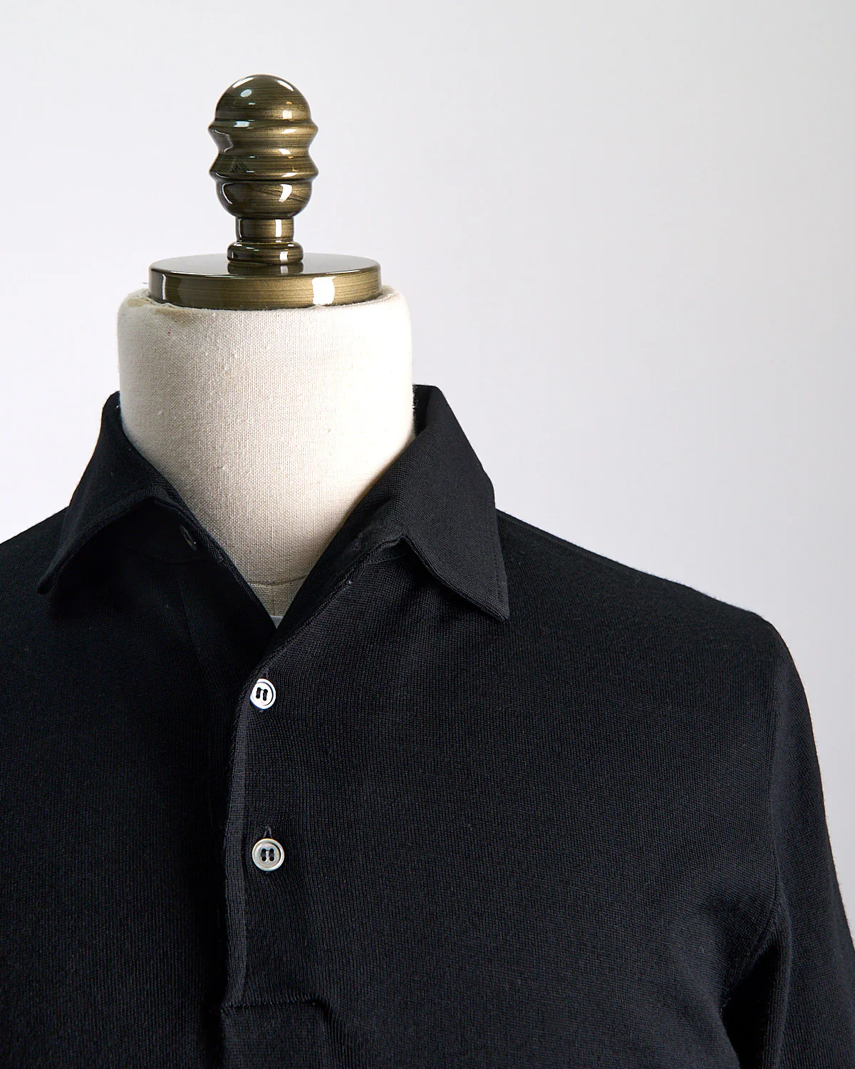 Elegant Stand-Up Collar Long Sleeve Fine Merino Polo - Image 2