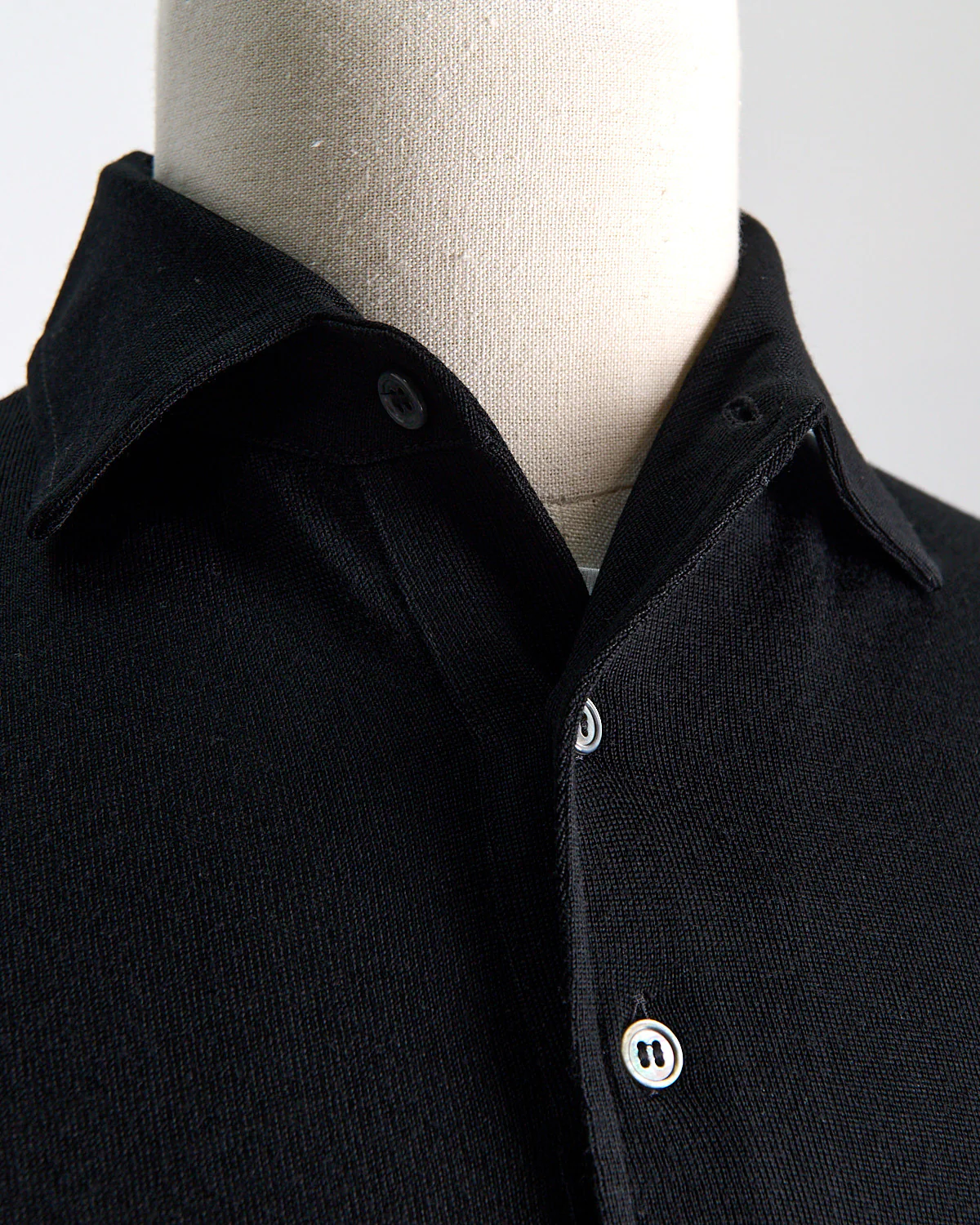 Elegant Stand-Up Collar Long Sleeve Fine Merino Polo - Image 4