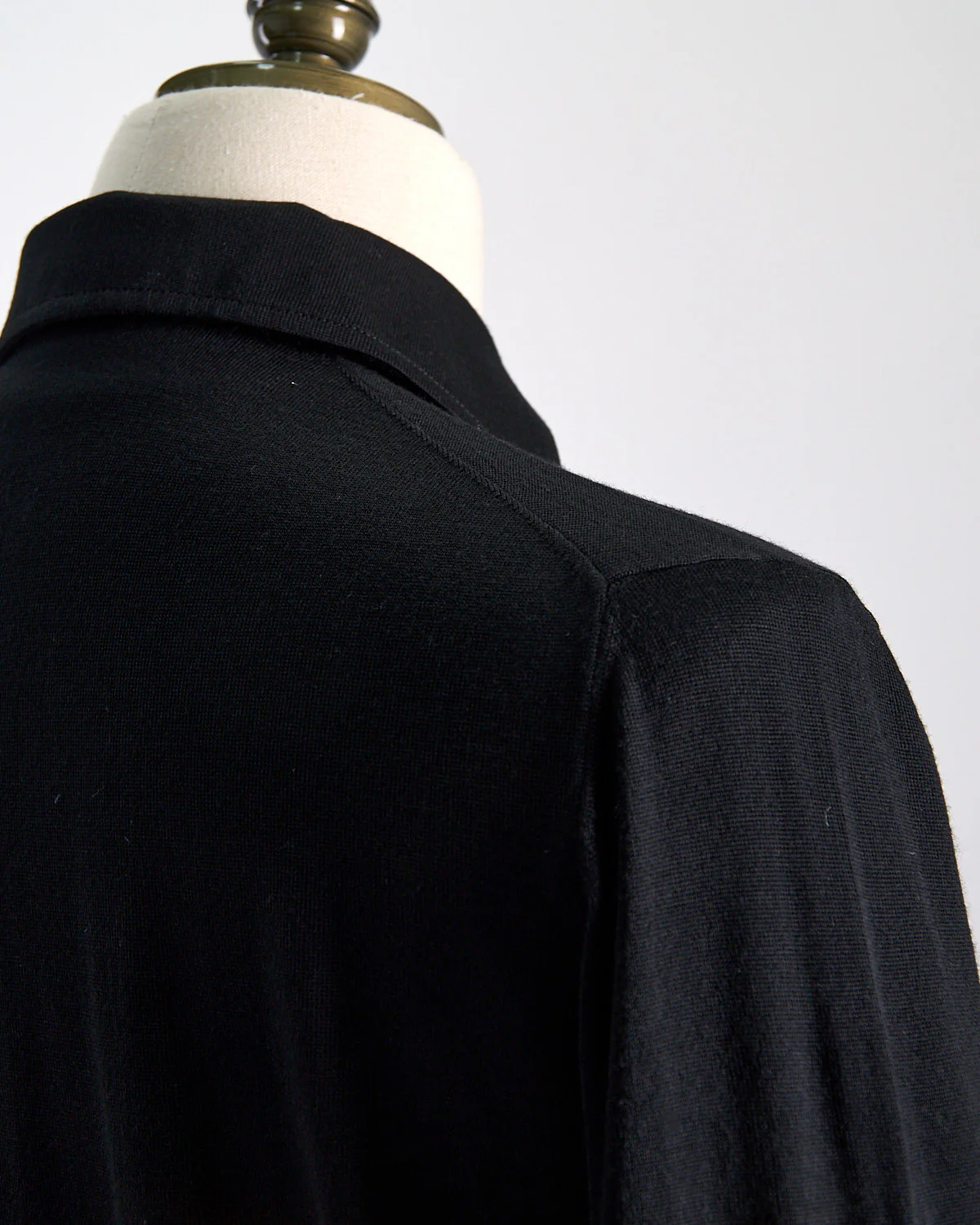 Elegant Stand-Up Collar Long Sleeve Fine Merino Polo - Image 5