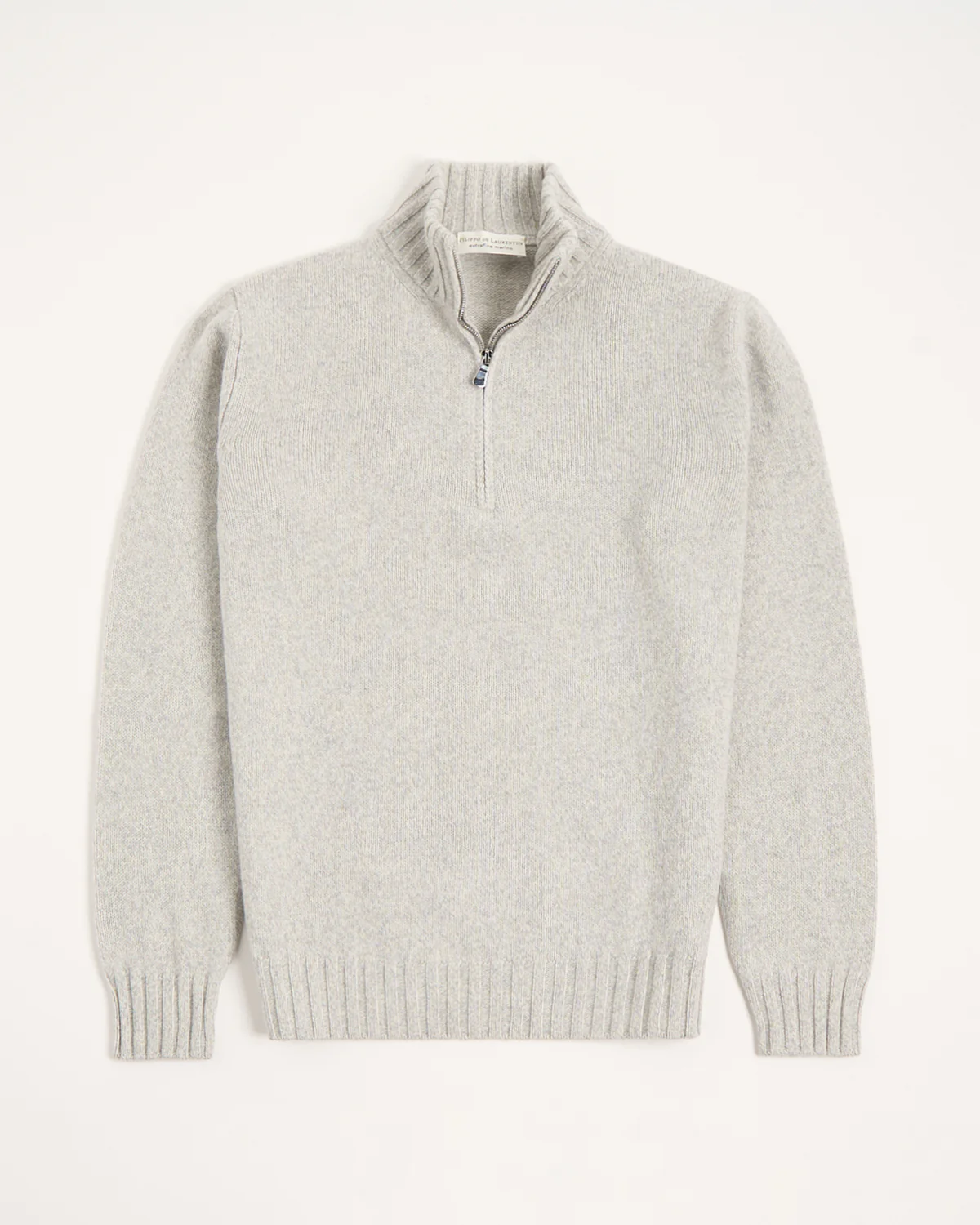 Heathered Wool Ribbed Quarter Zip Sweater