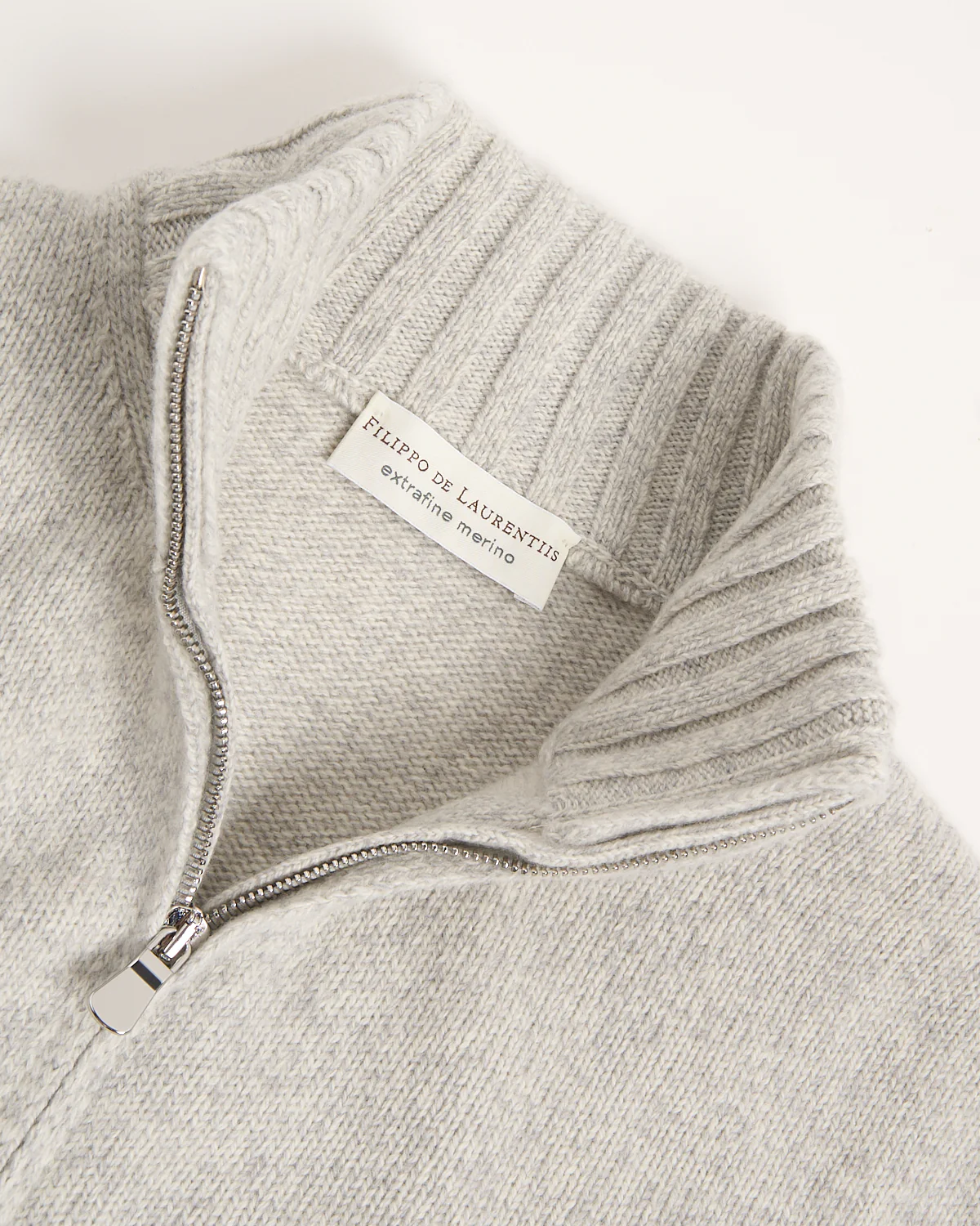 Heathered Wool Ribbed Quarter Zip Sweater - Image 2