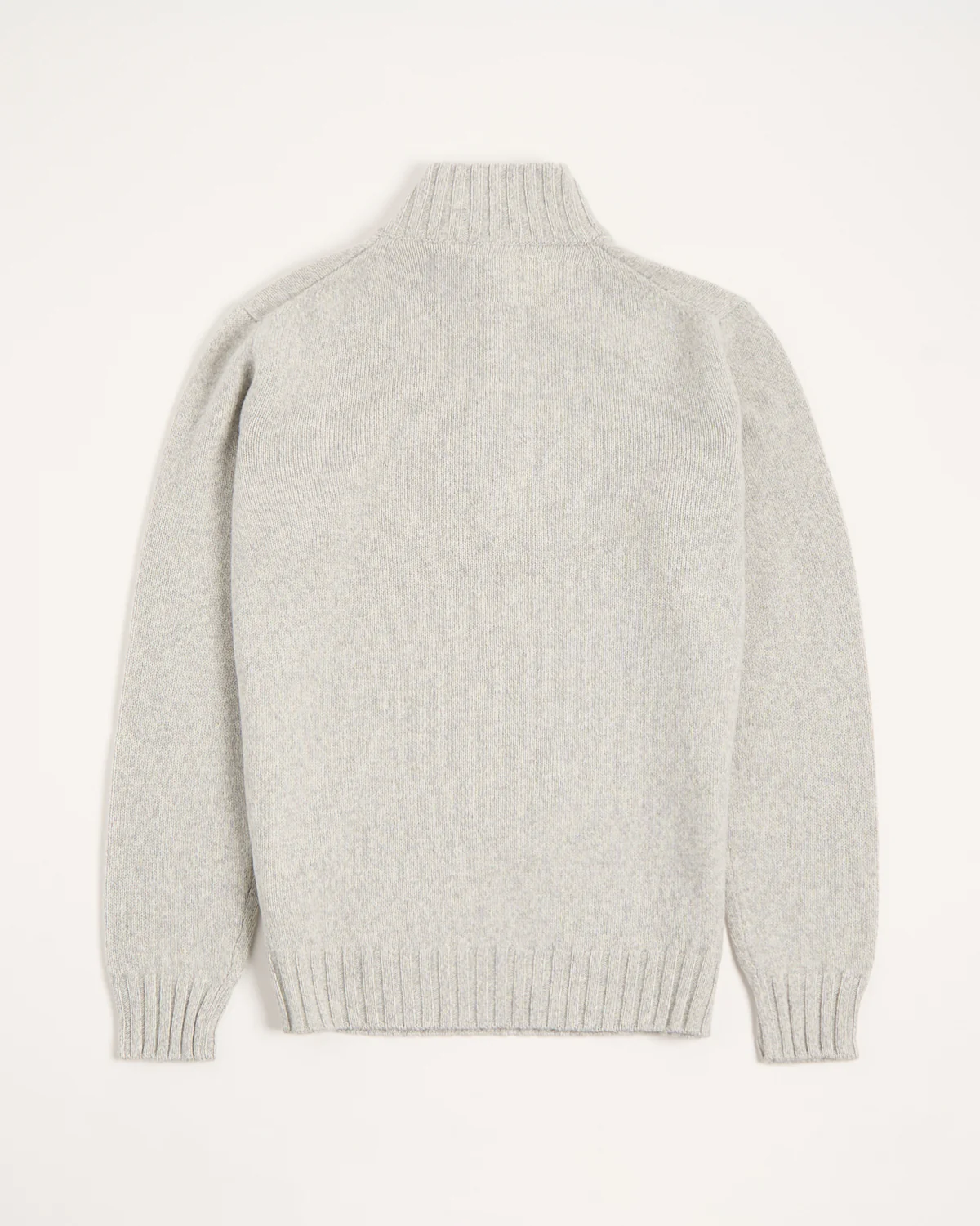 Heathered Wool Ribbed Quarter Zip Sweater - Image 3