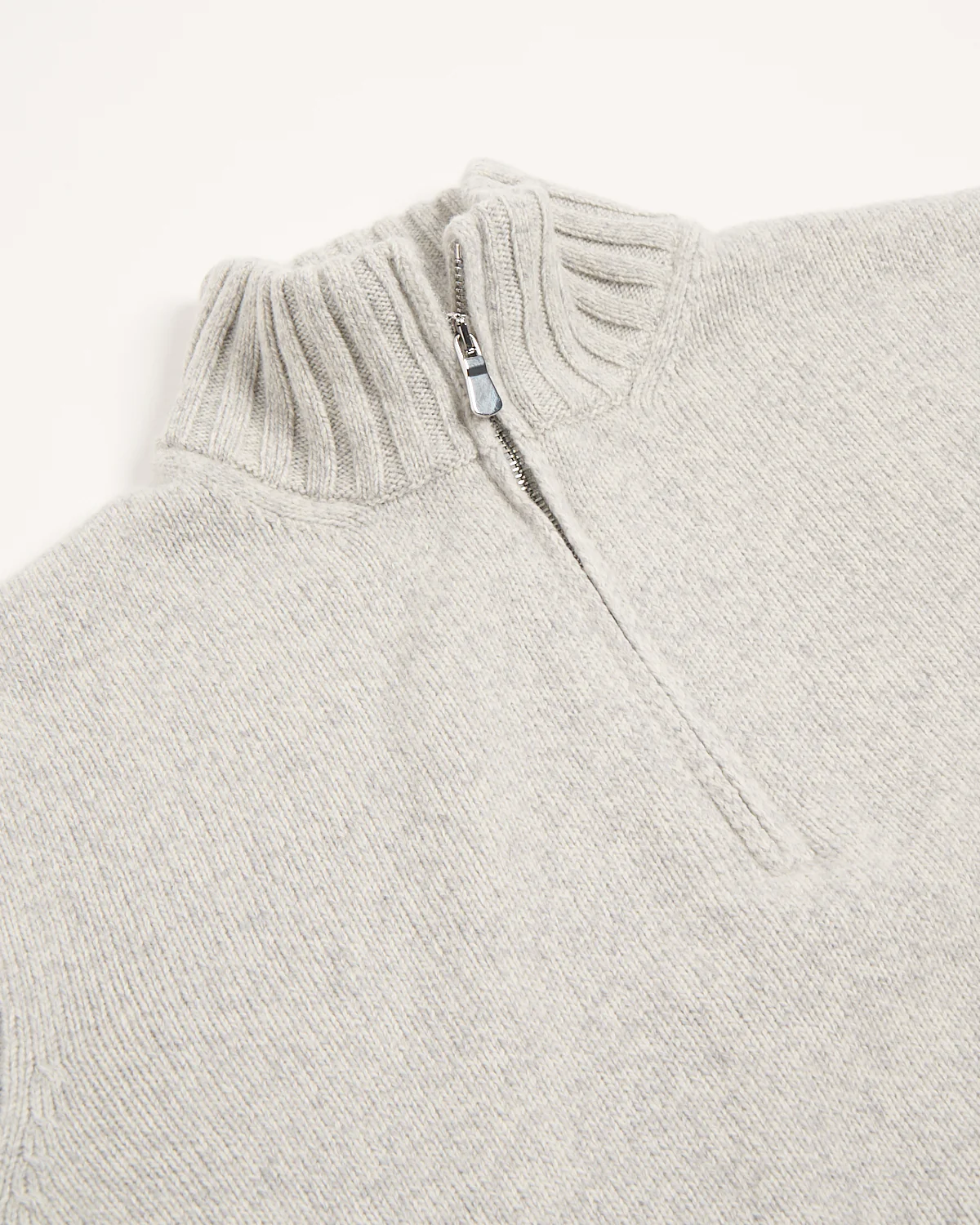 Heathered Wool Ribbed Quarter Zip Sweater - Image 4