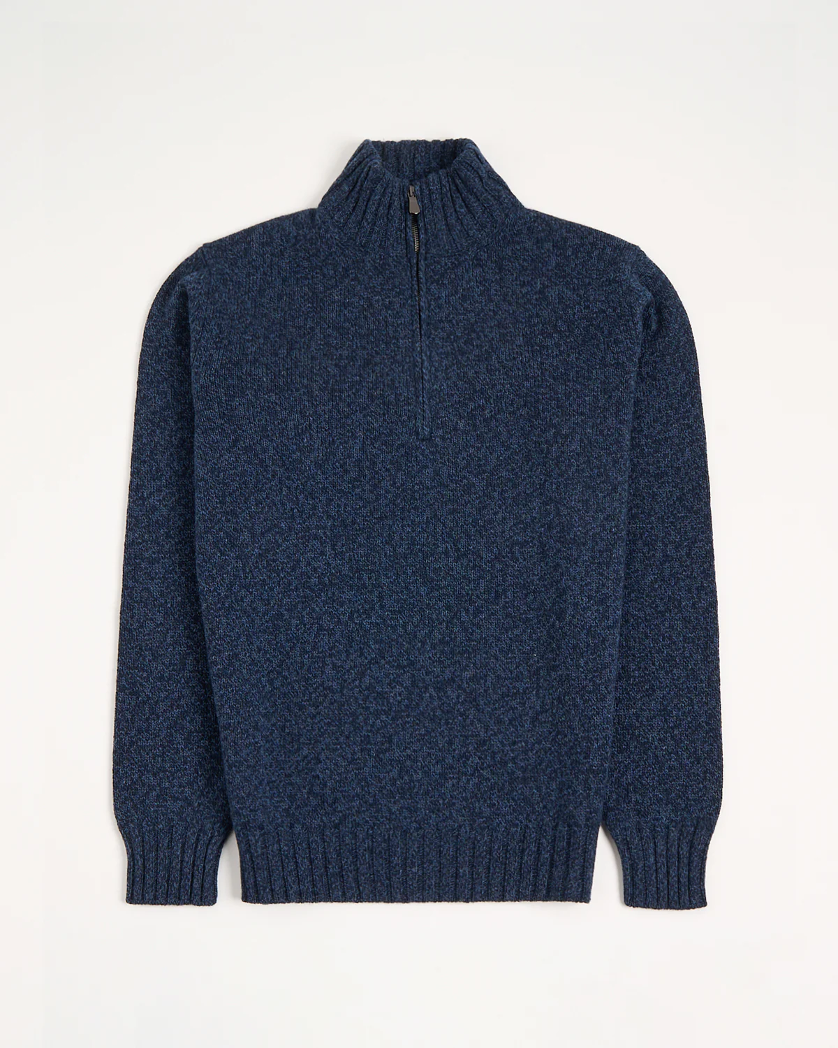 Heathered Wool Ribbed Quarter Zip Sweater