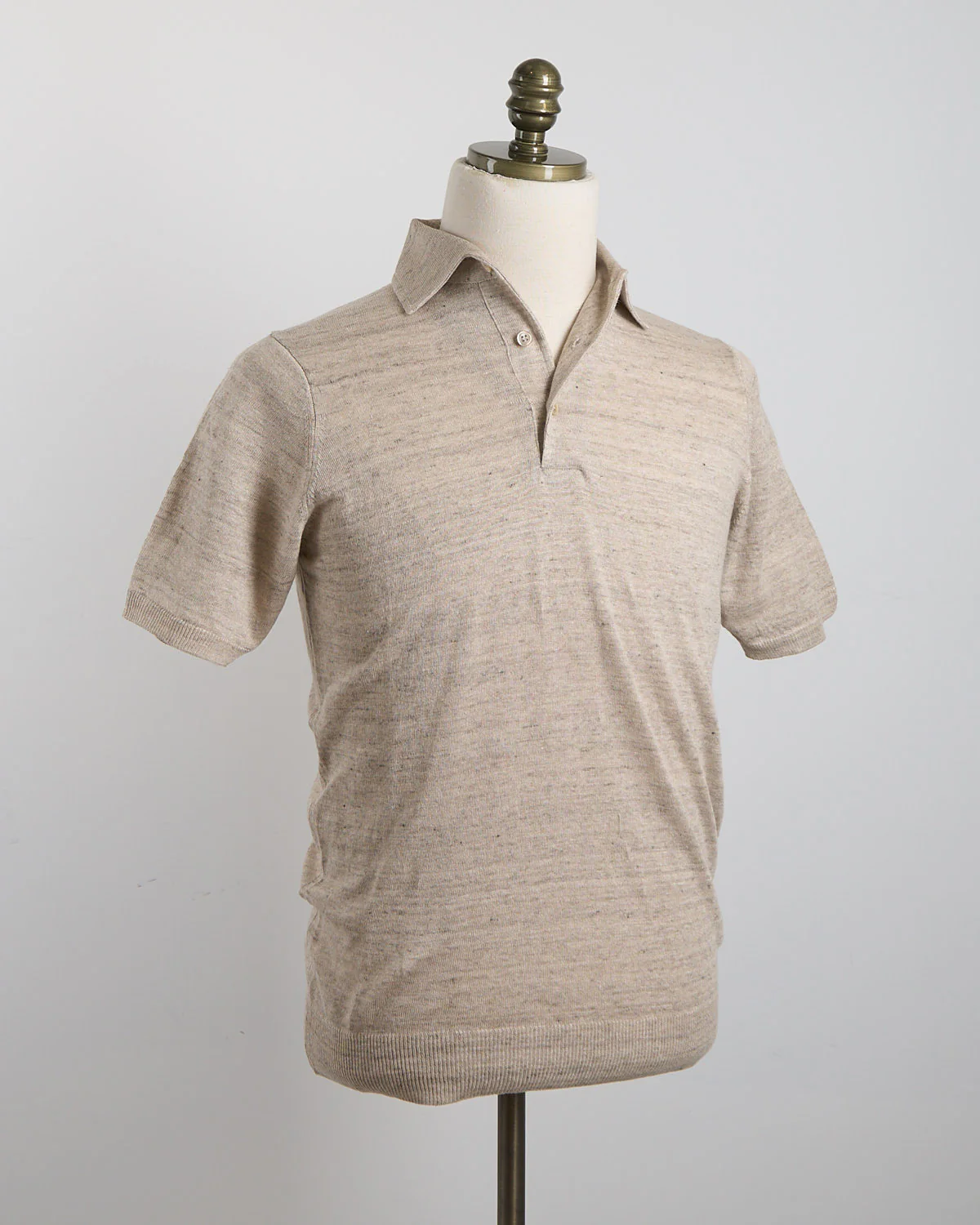 Liquid Linen & Cotton Standup Collar Polo Shirt