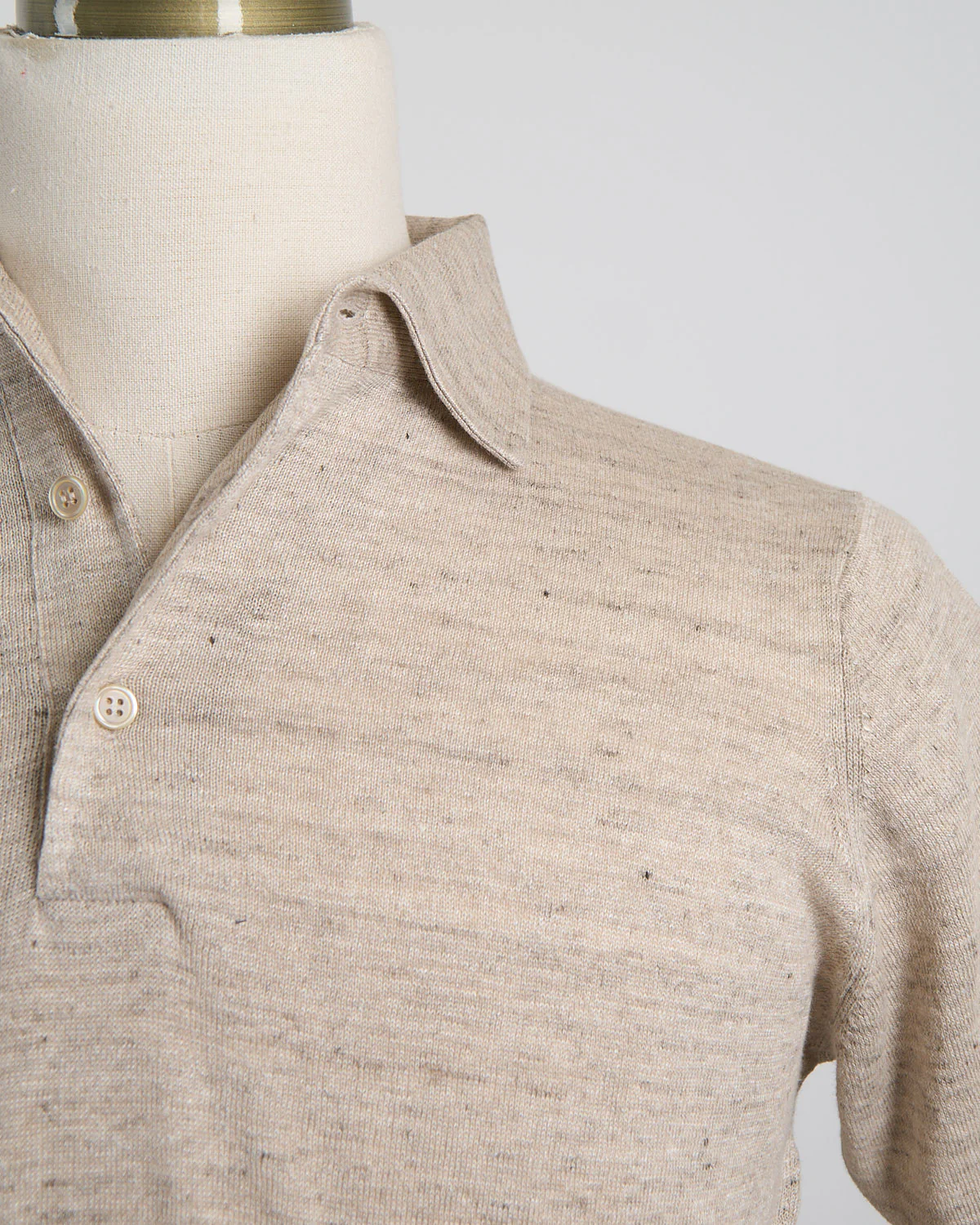 Liquid Linen & Cotton Standup Collar Polo Shirt - Image 2