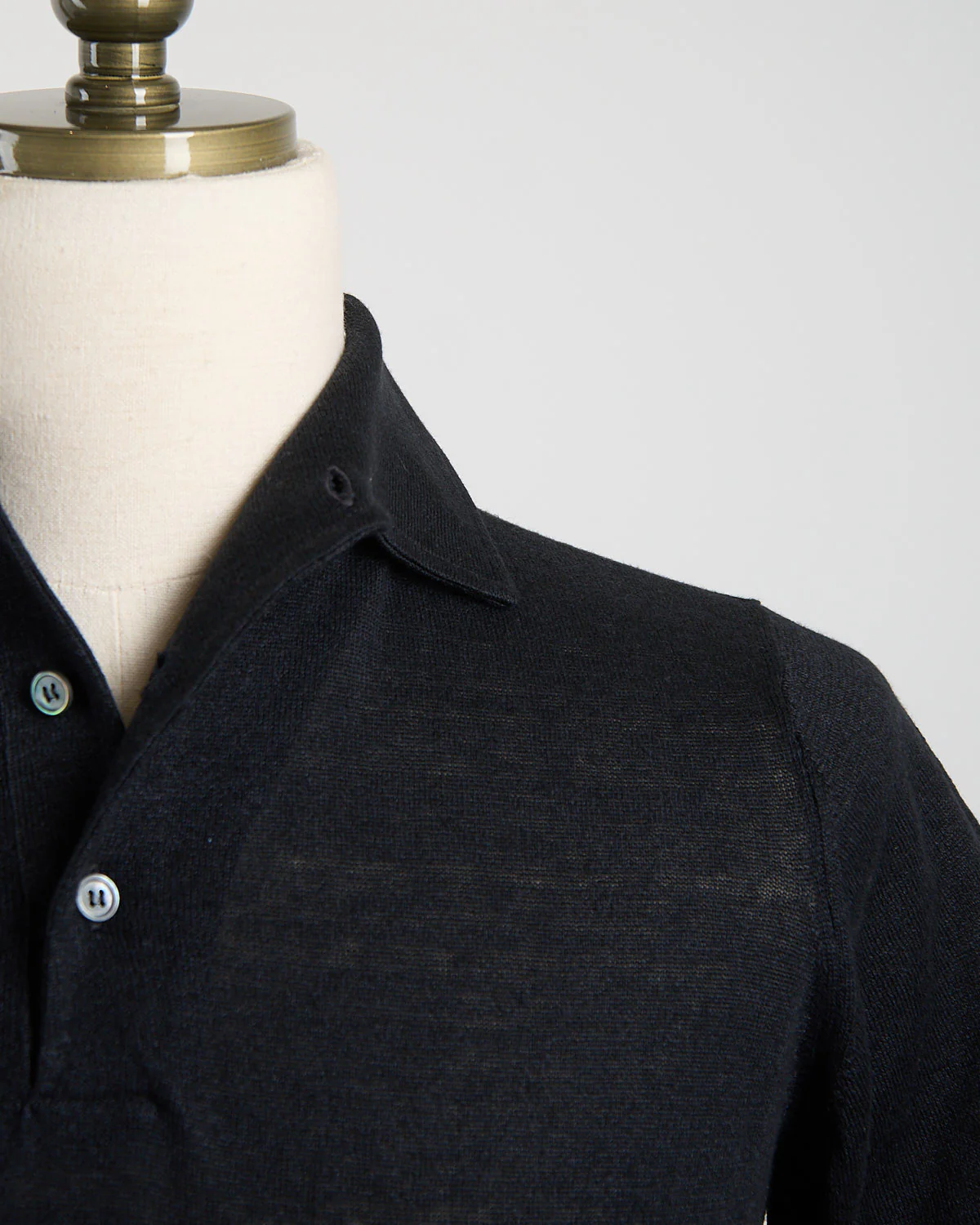Liquid Linen & Cotton Standup Collar Polo Shirt - Image 2