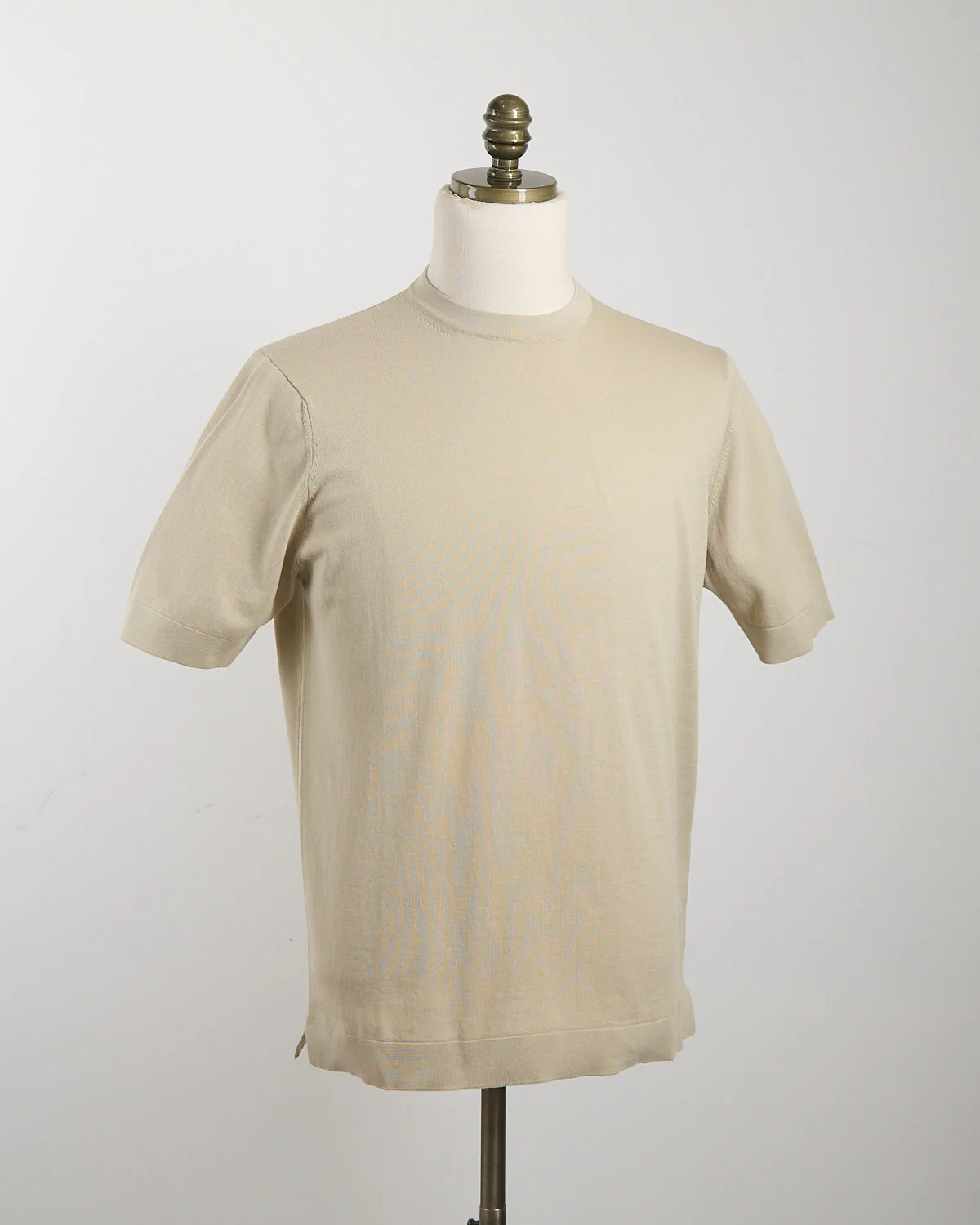 Neutral Straight Bottom Fine Knit Crewneck T-Shirt