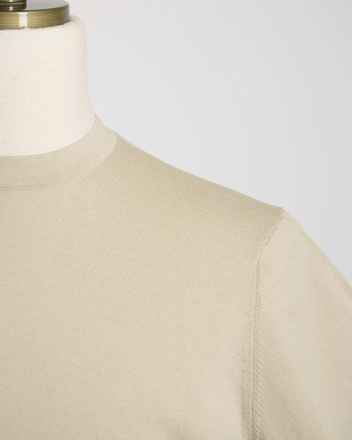 Neutral Straight Bottom Fine Knit Crewneck T-Shirt - Image 2