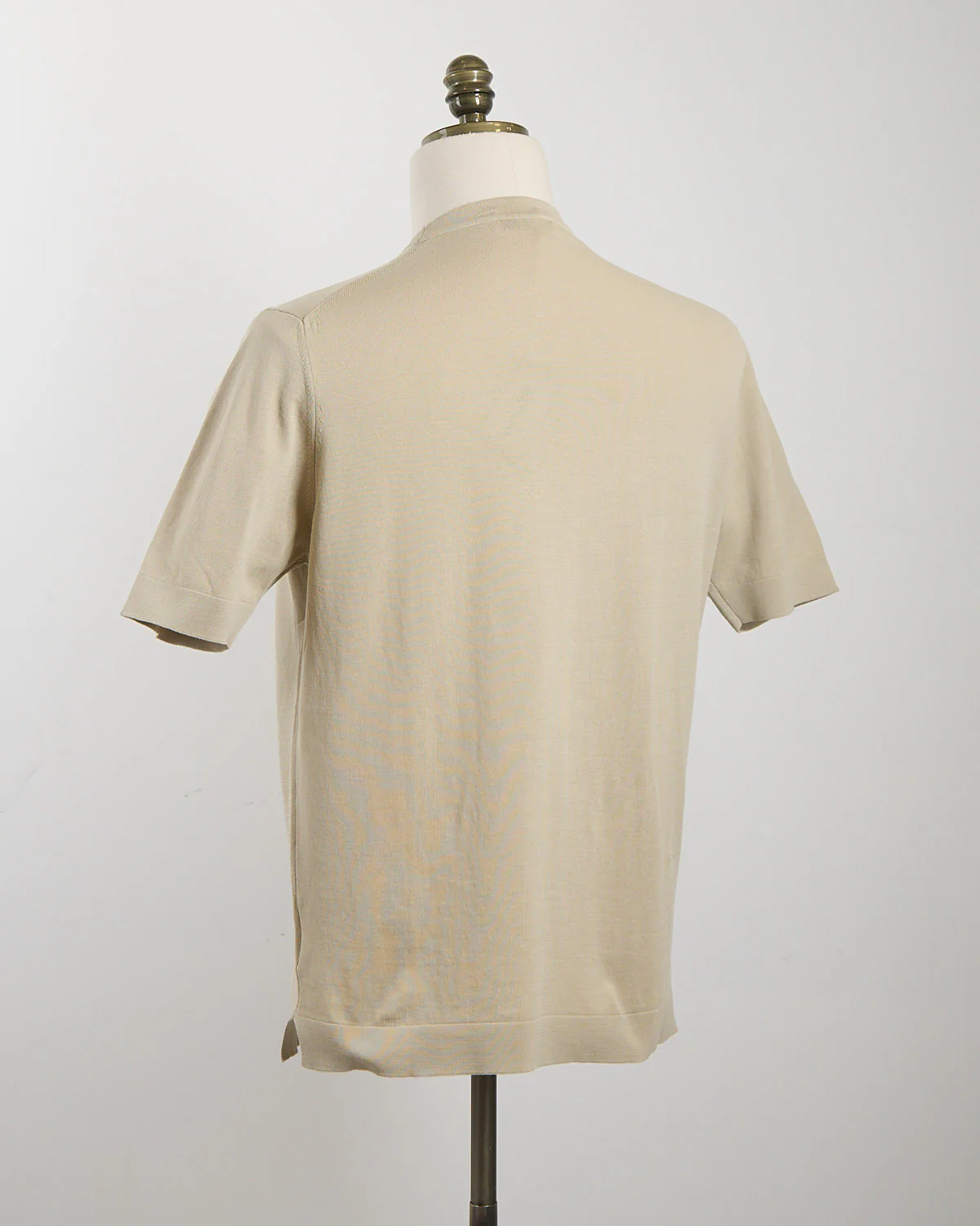 Neutral Straight Bottom Fine Knit Crewneck T-Shirt - Image 3