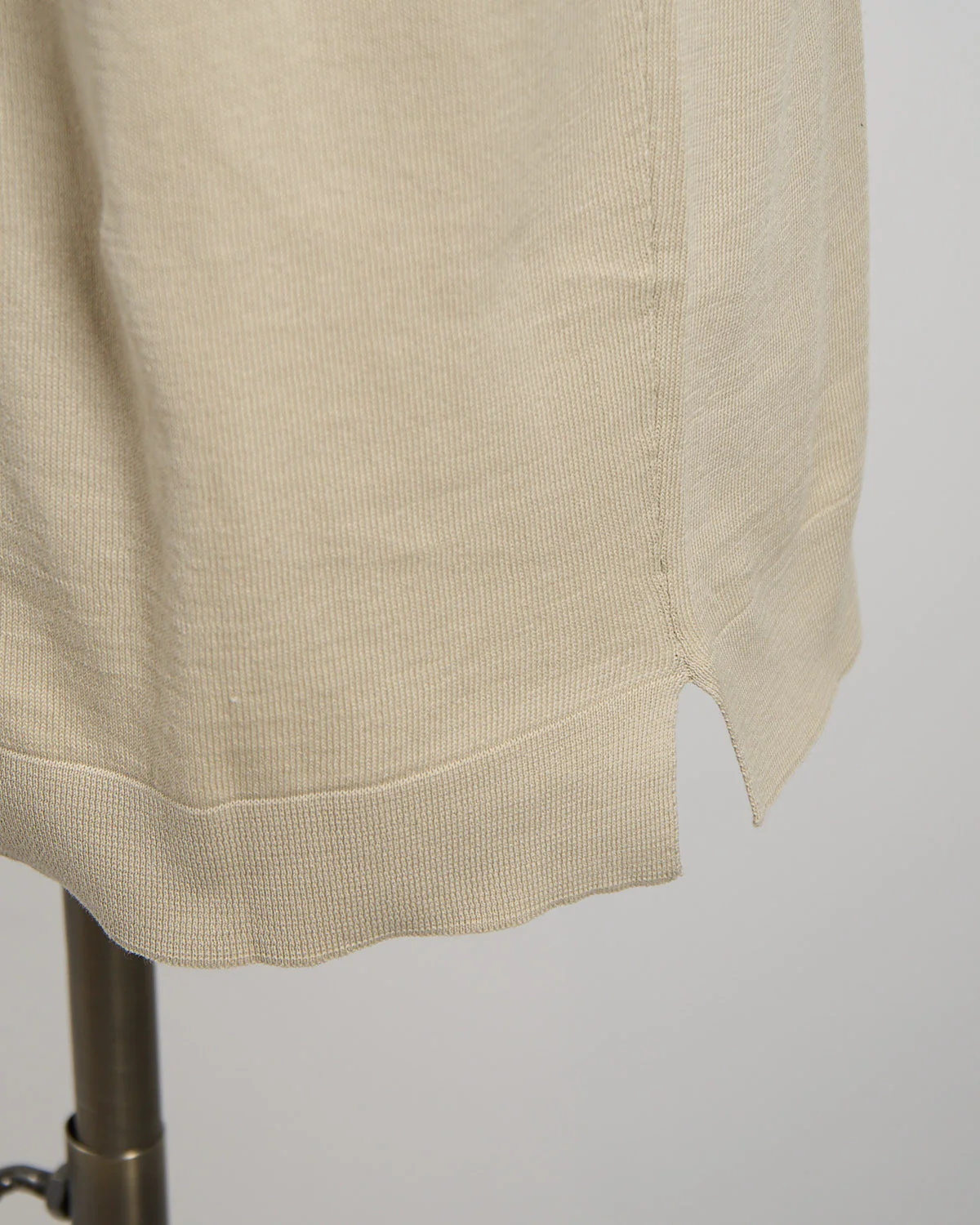 Neutral Straight Bottom Fine Knit Crewneck T-Shirt - Image 8