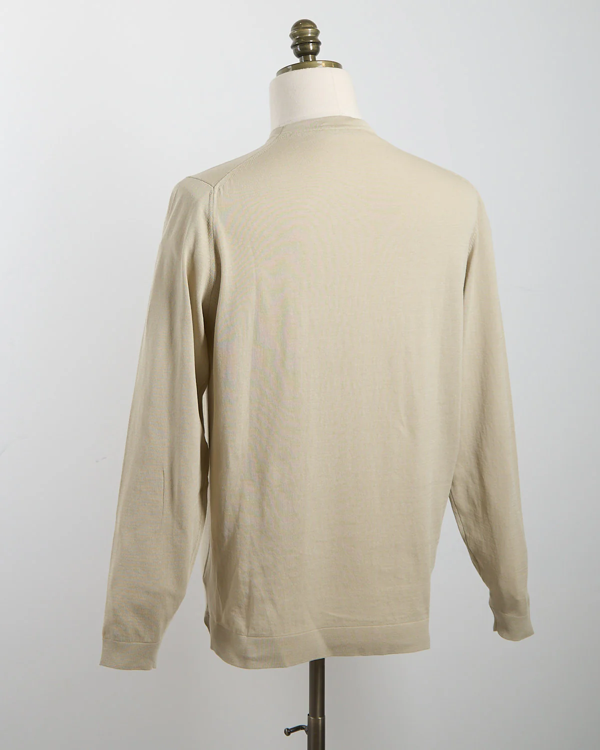 Neutral Straight Bottom Fine Knit Long Sleeve Crewneck - Image 3